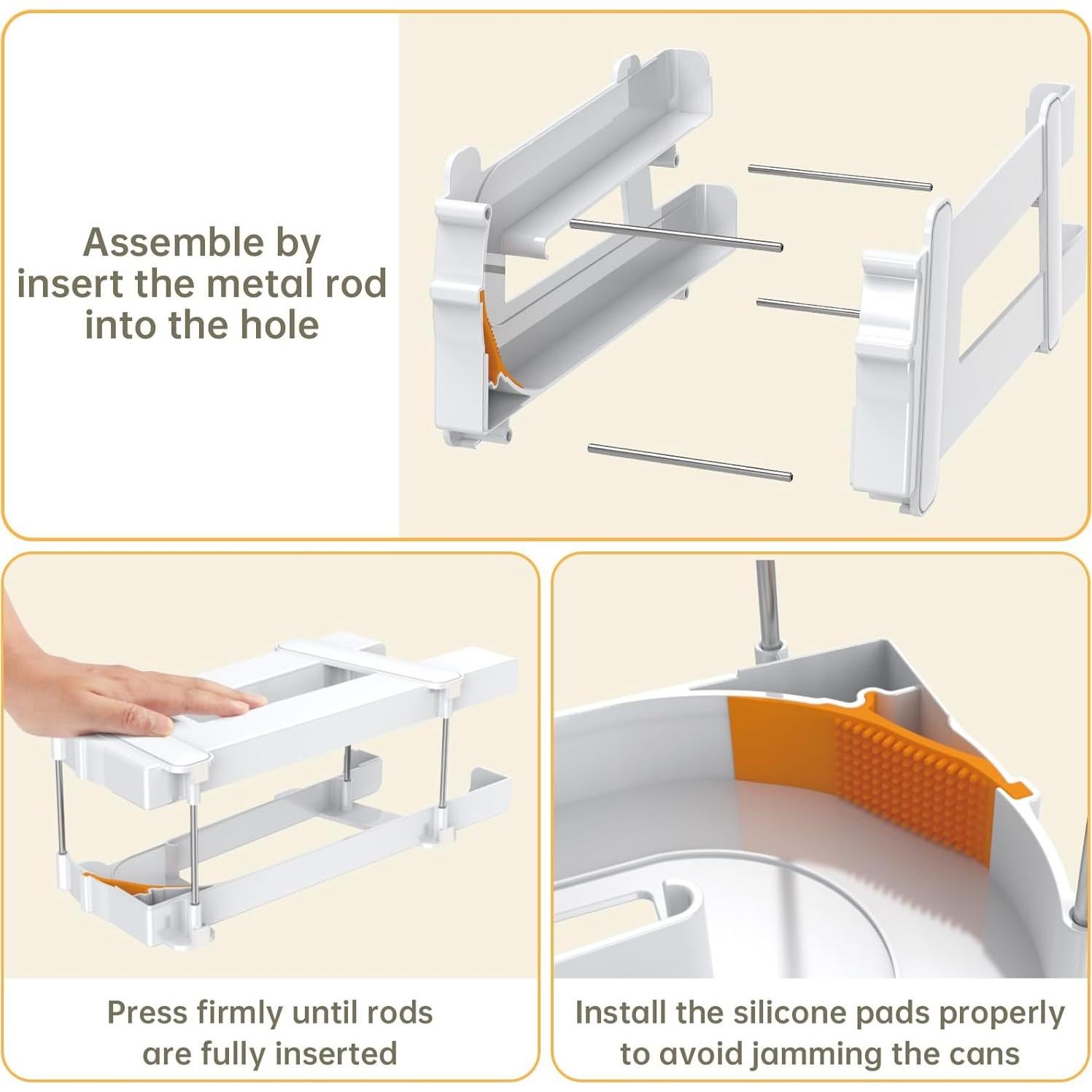 Organizador de Latas de Soda LAMU 2 Pack Blanco, Ajustable
