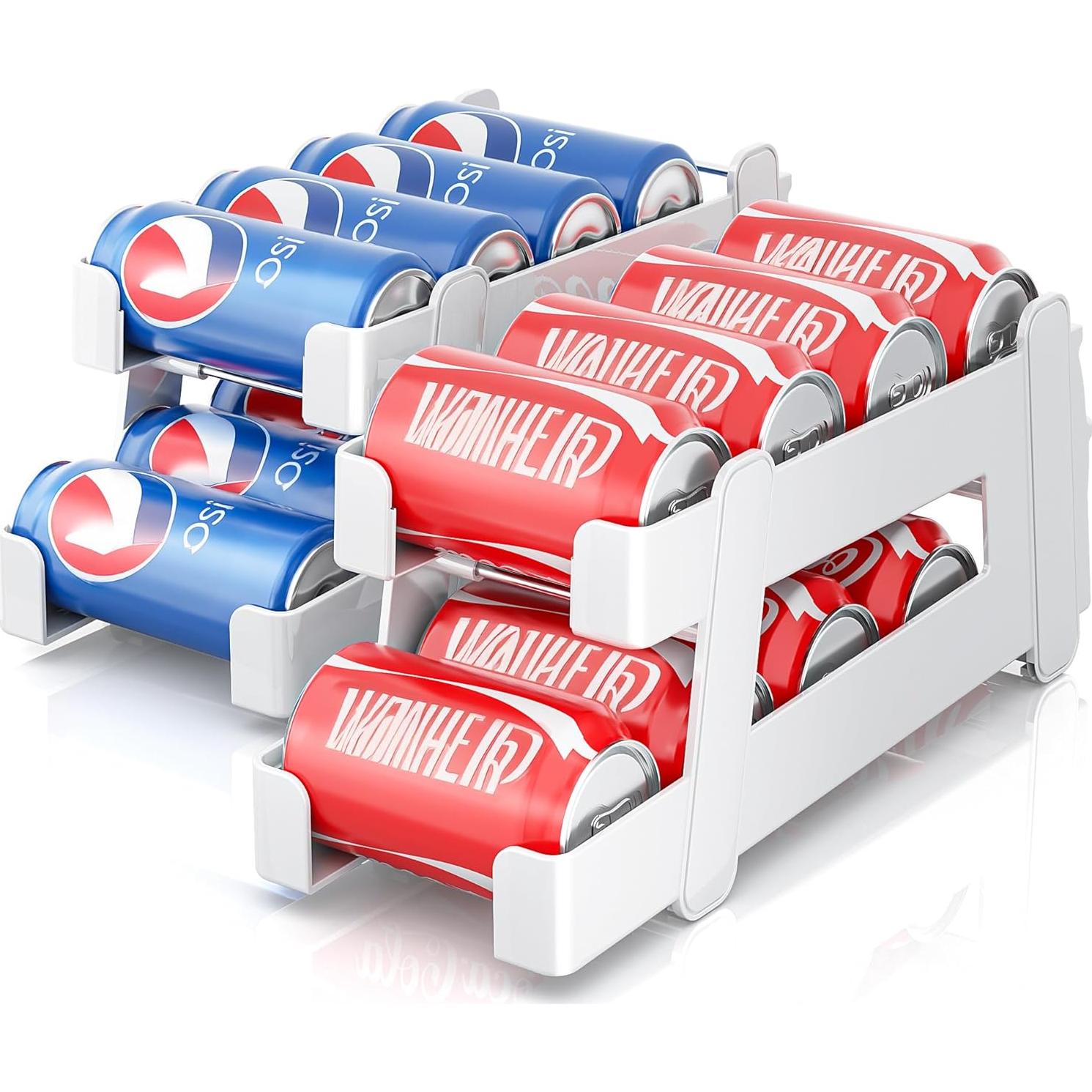 Organizador de Latas de Soda LAMU 2 Pack Blanco, Ajustable