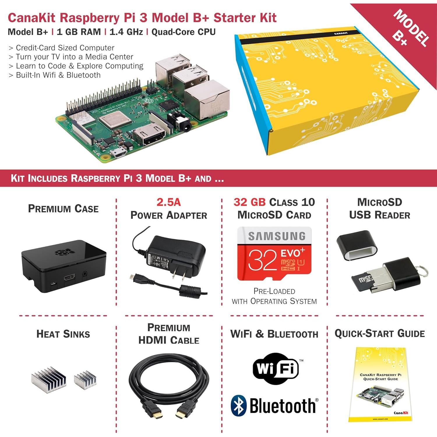 CanaKit Raspberry Pi 3 B+ Kit Inicio 32 GB Caja Premium