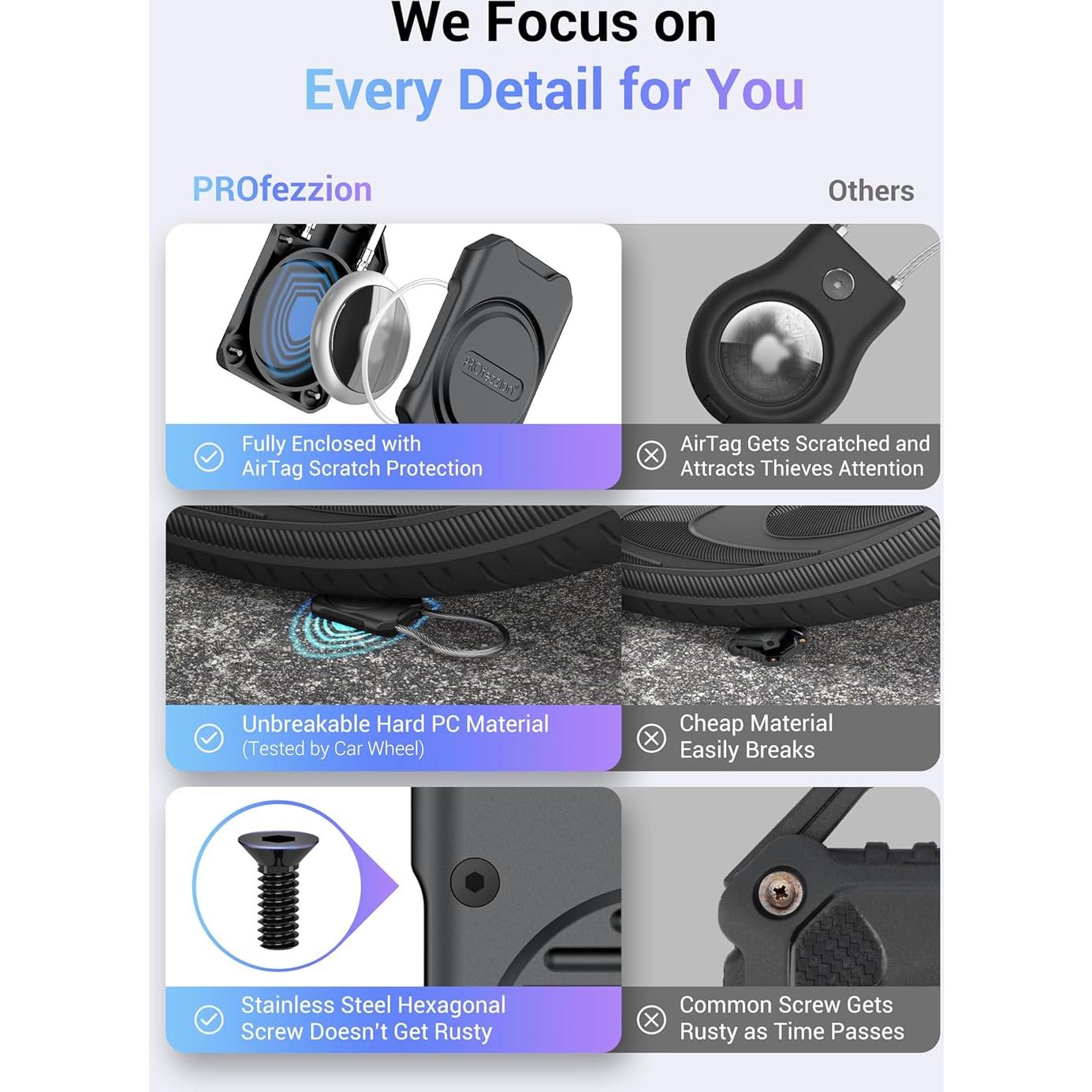 Soporte PROfezzion para Air Tag Negro Impermeable IPX8