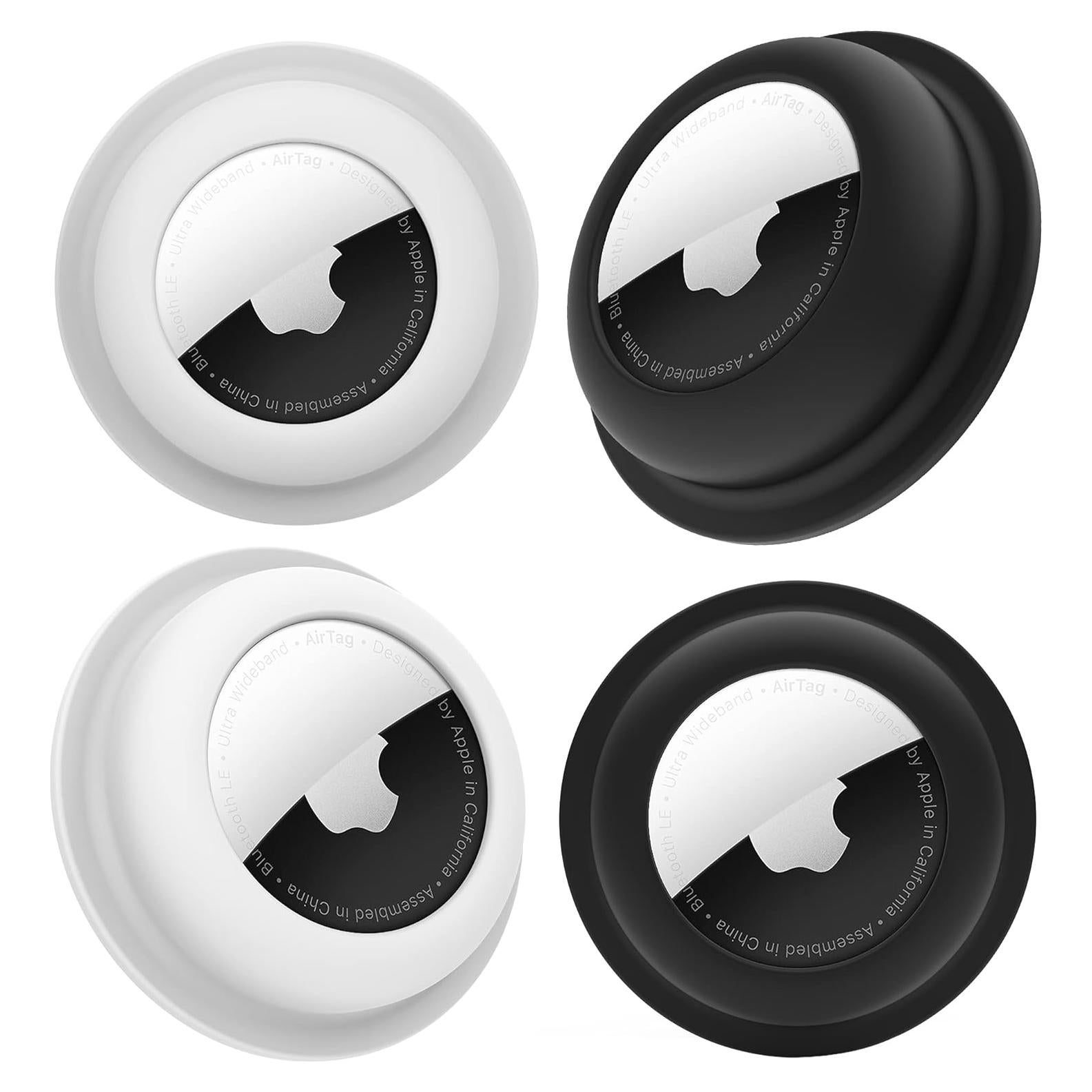 Funda Adhesiva para AirTag CITYWAY - 4 Silicona (2 Negro + 2 Blanco)