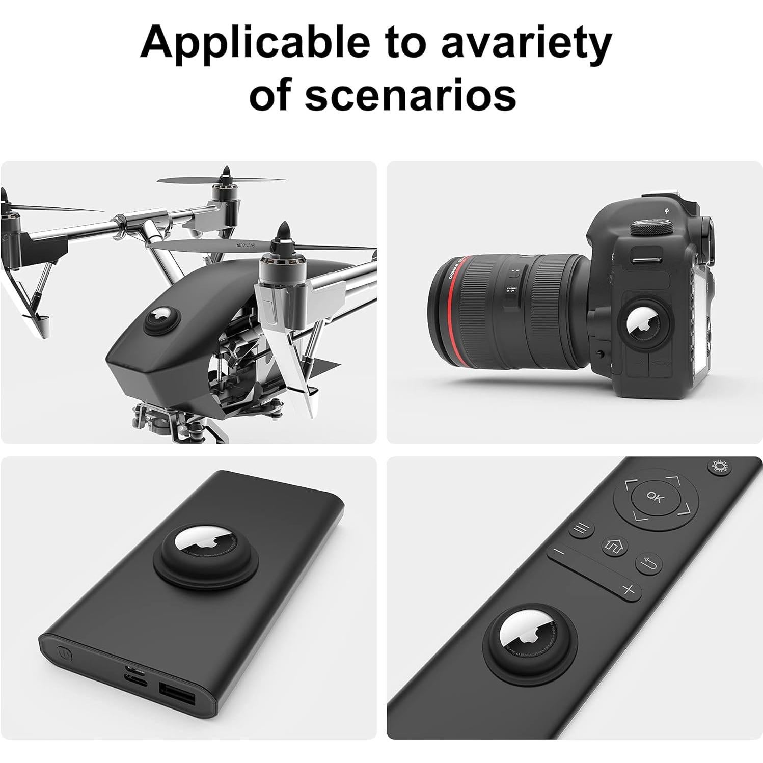 Funda Adhesiva para AirTag CITYWAY - 4 Silicona (2 Negro + 2 Blanco)