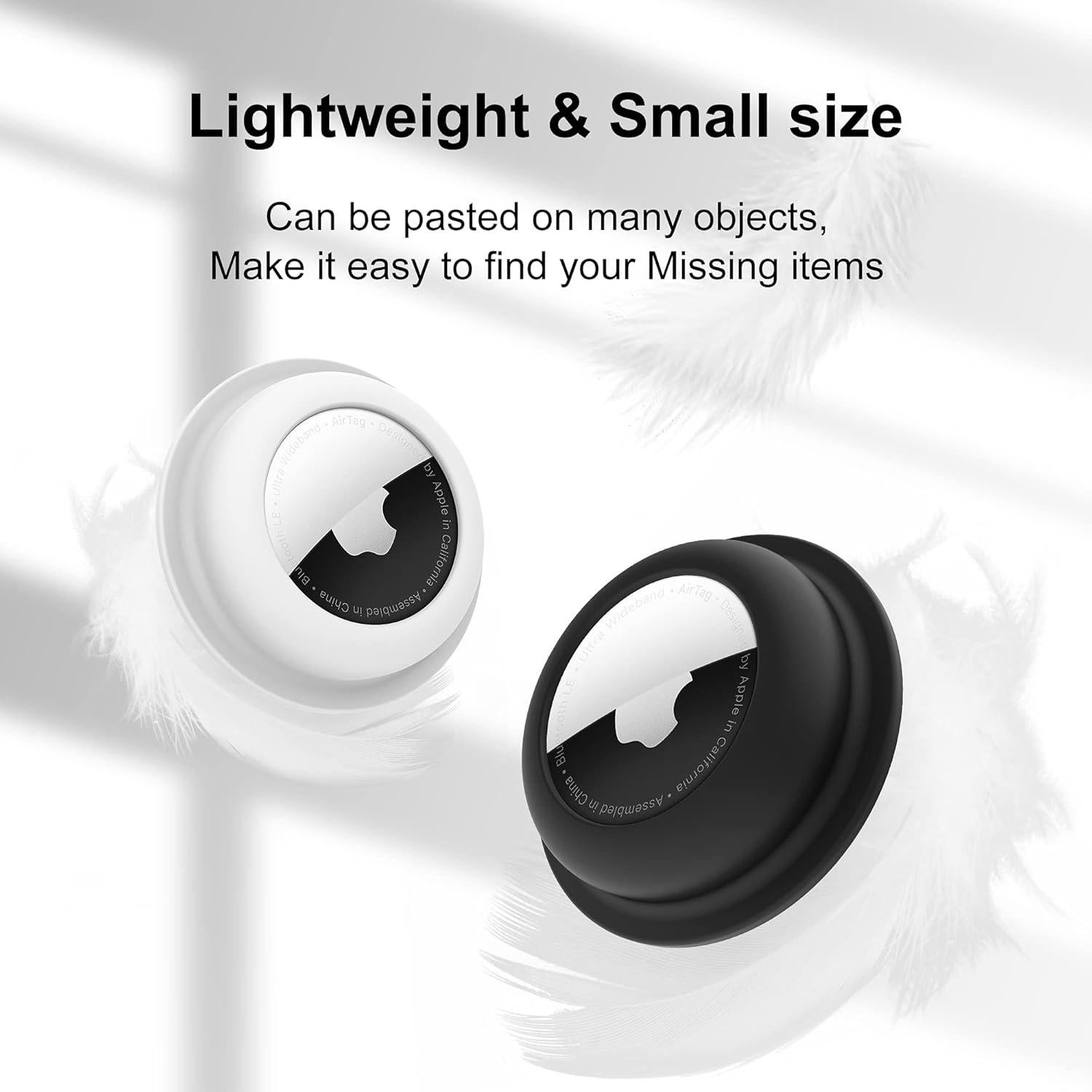 Funda Adhesiva para AirTag CITYWAY - 4 Silicona (2 Negro + 2 Blanco)