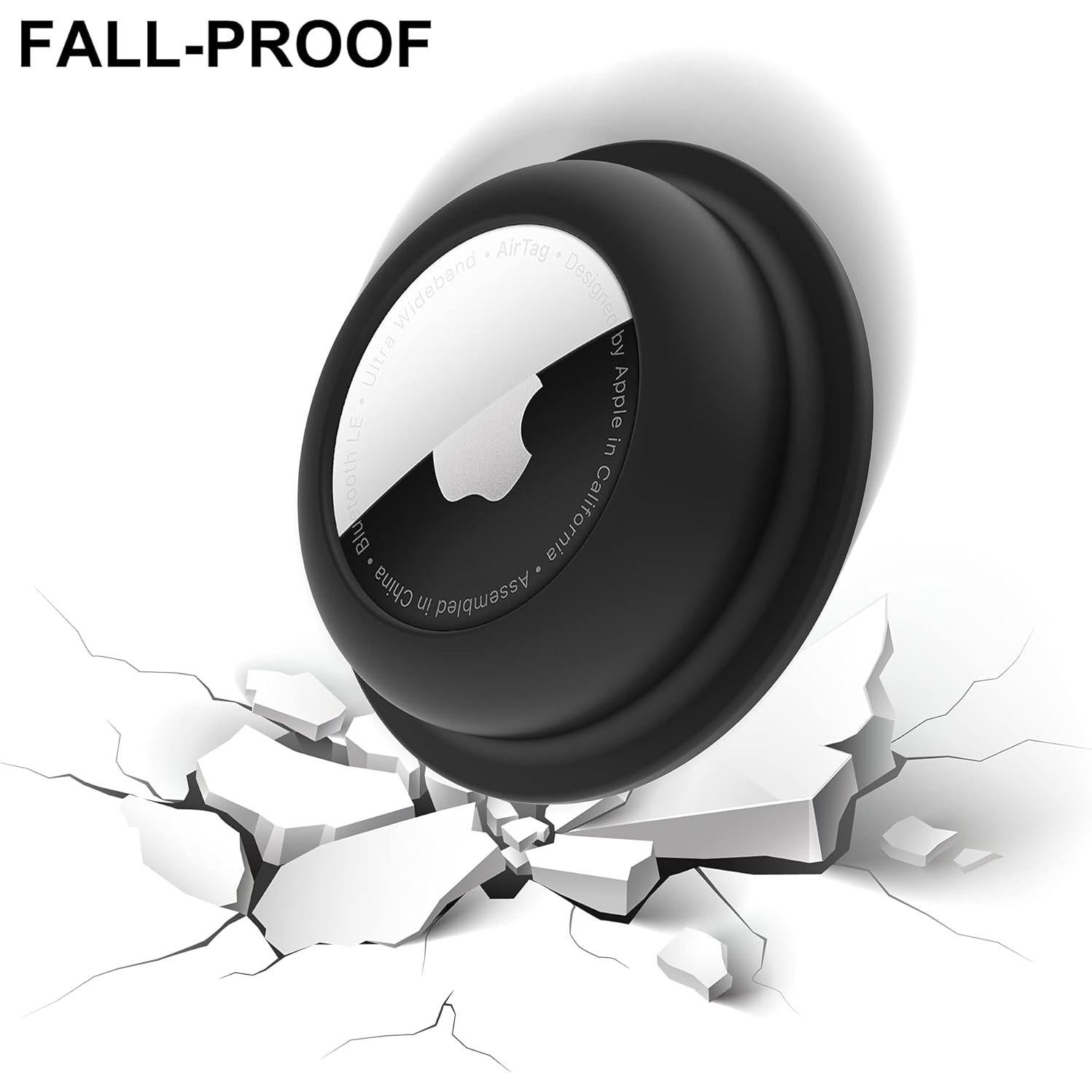 Funda Adhesiva para AirTag CITYWAY - 4 Silicona (2 Negro + 2 Blanco)