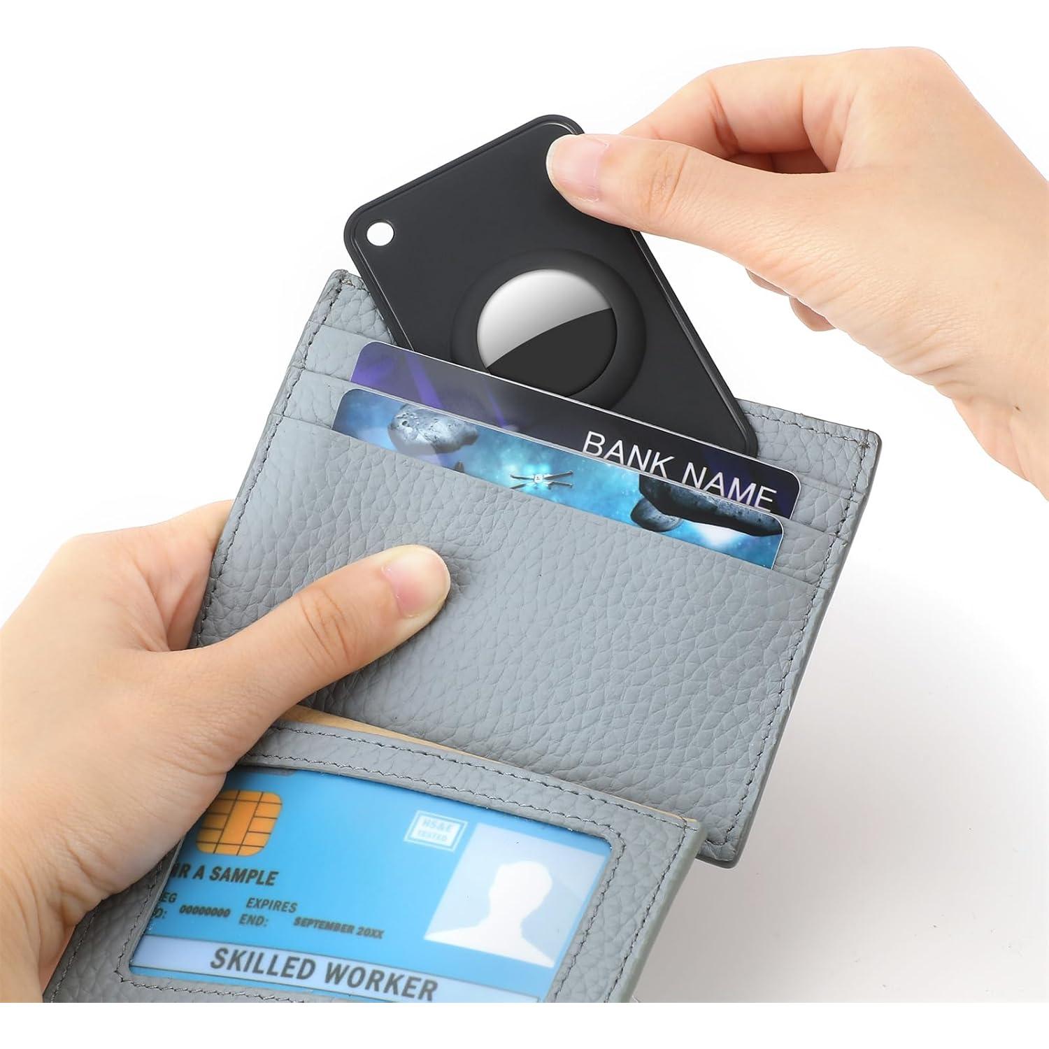 Slim Wallet Tracker Card Compatible with Apple Find My - Easily Find My Wallet | Wallet Finder & | Airtag Card (White) (Black) Wallet Tracker