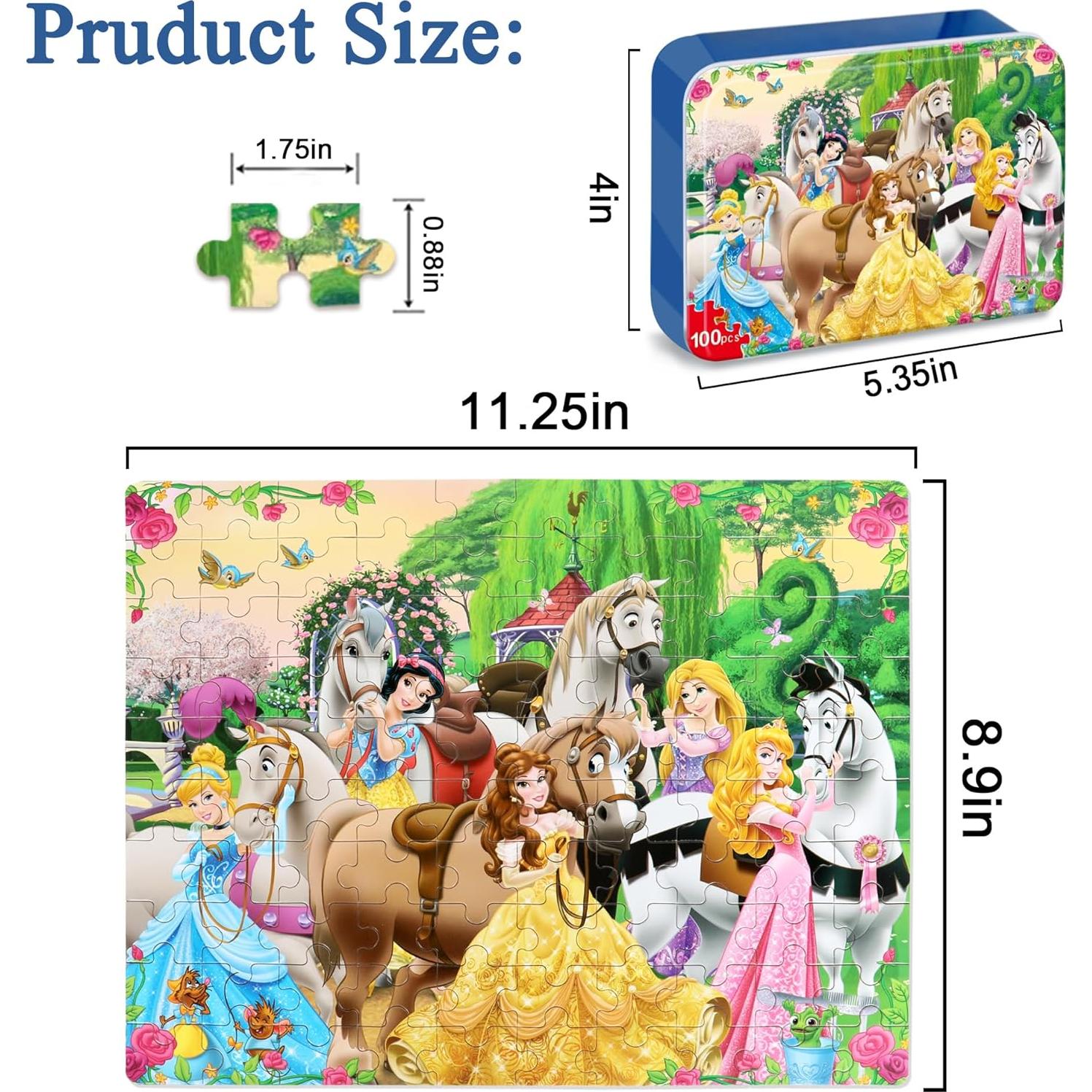 Puzzles for Kids Ages 4-8 100 Pieces Jigsaw Puzzles for Boys and Girls Educational Learning Puzzles in Metal Box