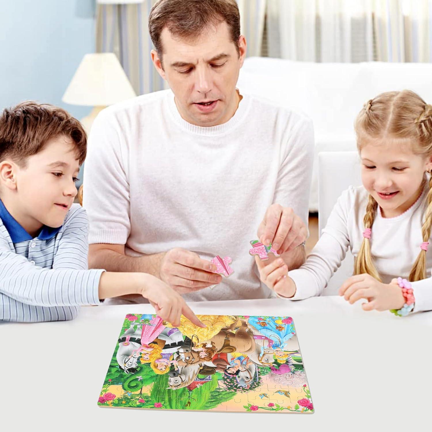 Puzzles for Kids Ages 4-8 100 Pieces Jigsaw Puzzles for Boys and Girls Educational Learning Puzzles in Metal Box