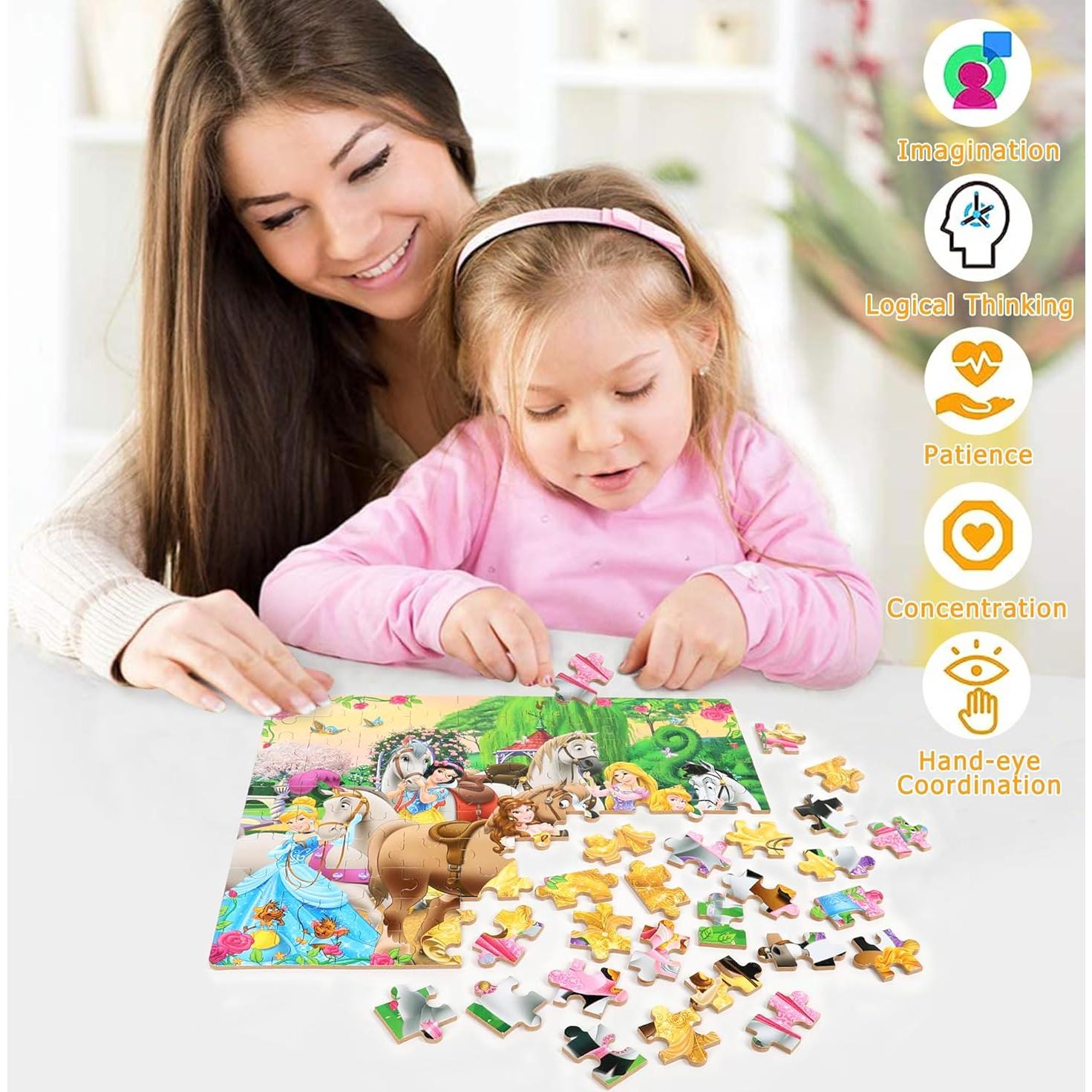 Puzzles for Kids Ages 4-8 100 Pieces Jigsaw Puzzles for Boys and Girls Educational Learning Puzzles in Metal Box