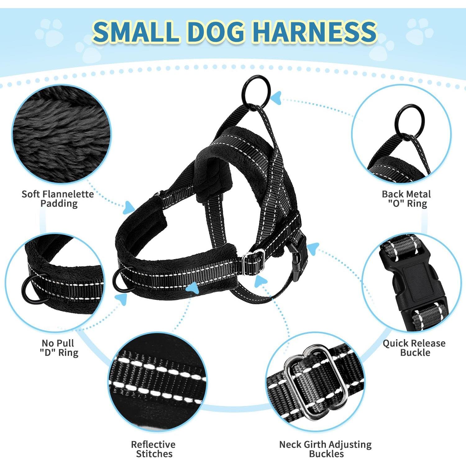 Conjunto Arnés y Correa para Perros Pequeños SlowTon XXS Negro