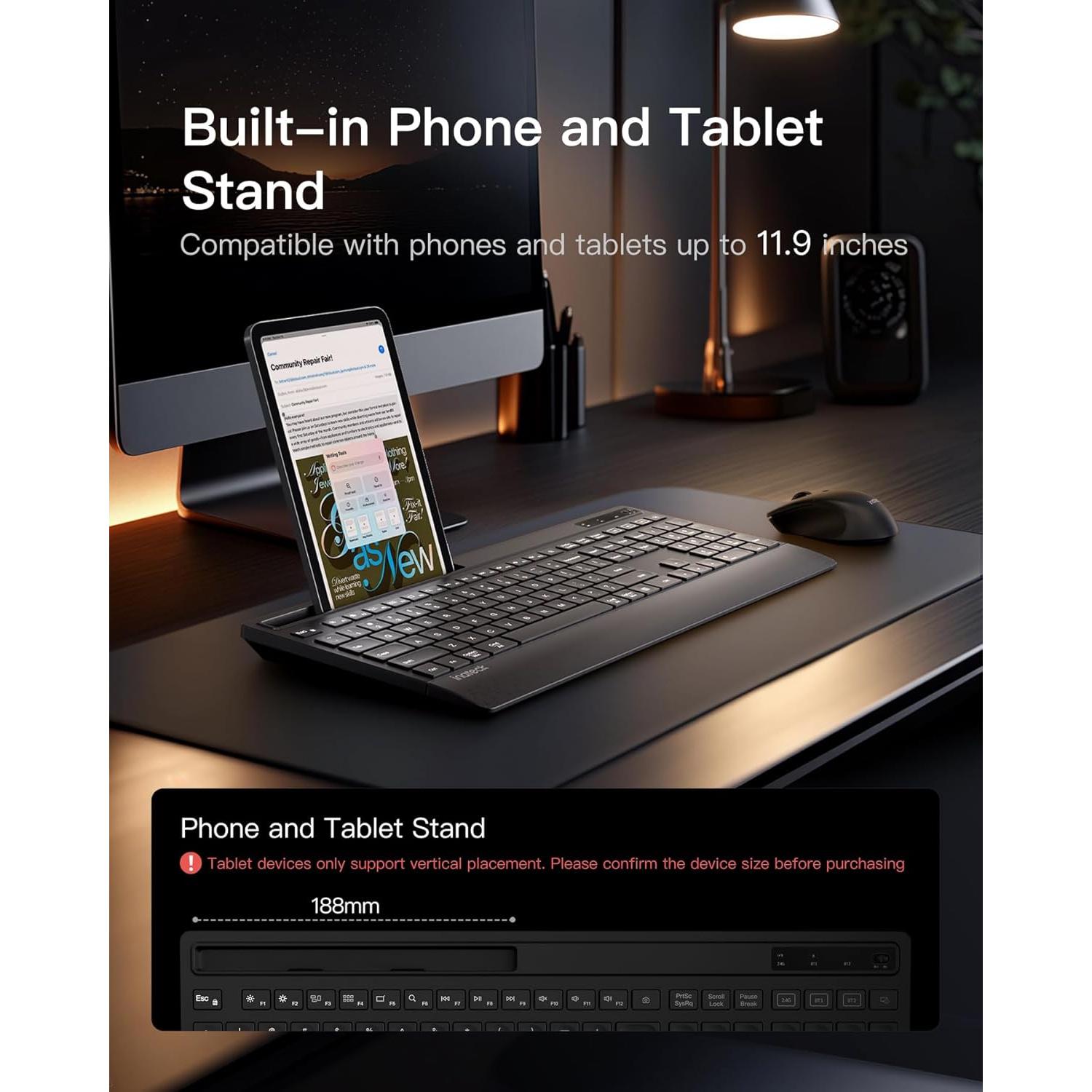 Combo Teclado y Ratón Inateck Inalámbrico con Soporte