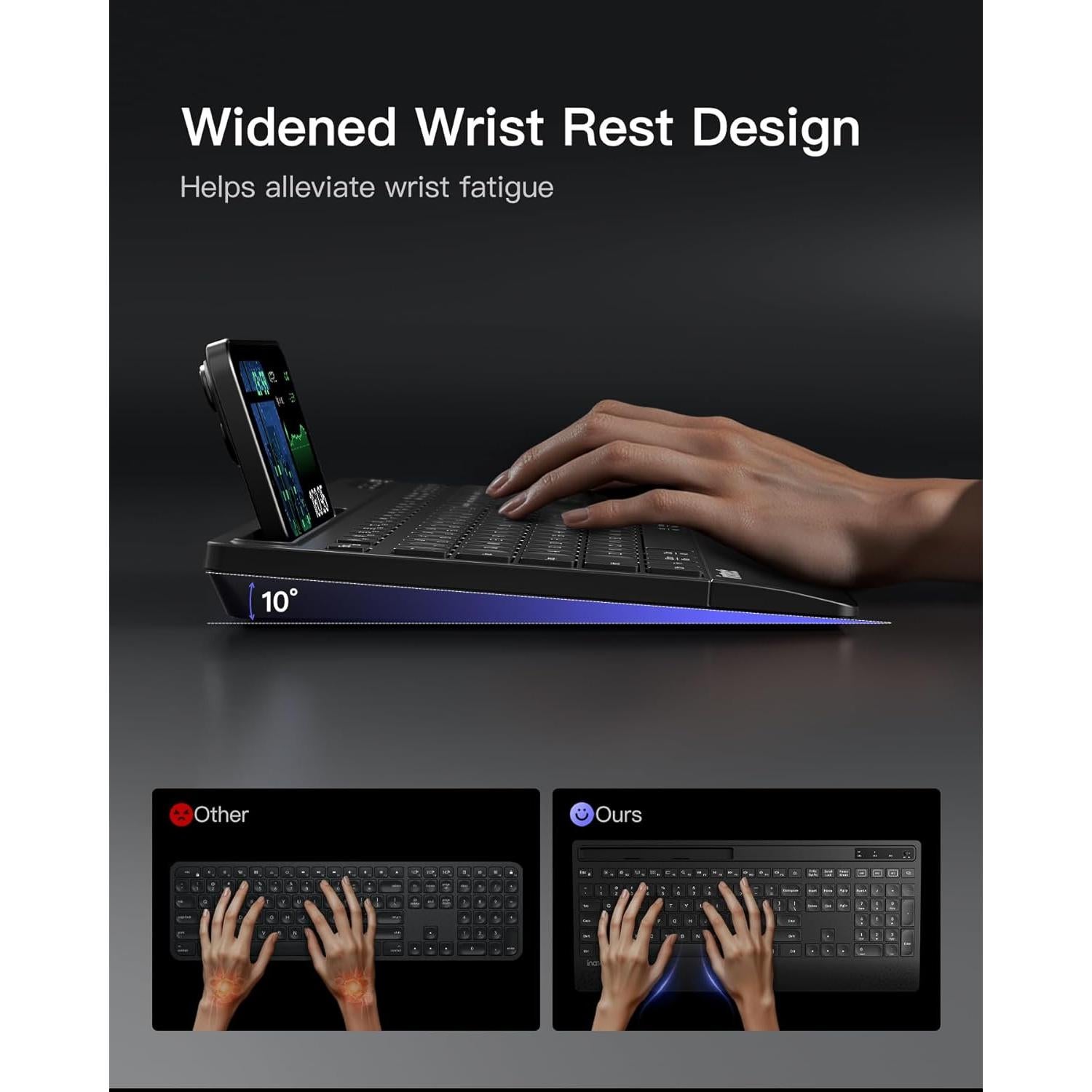 Combo Teclado y Ratón Inateck Inalámbrico con Soporte