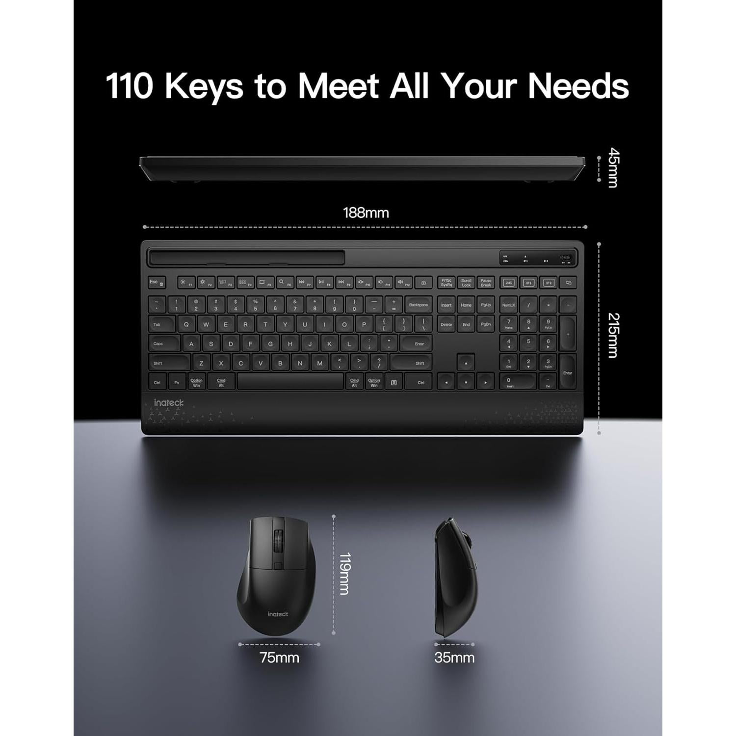 Combo Teclado y Ratón Inateck Inalámbrico con Soporte