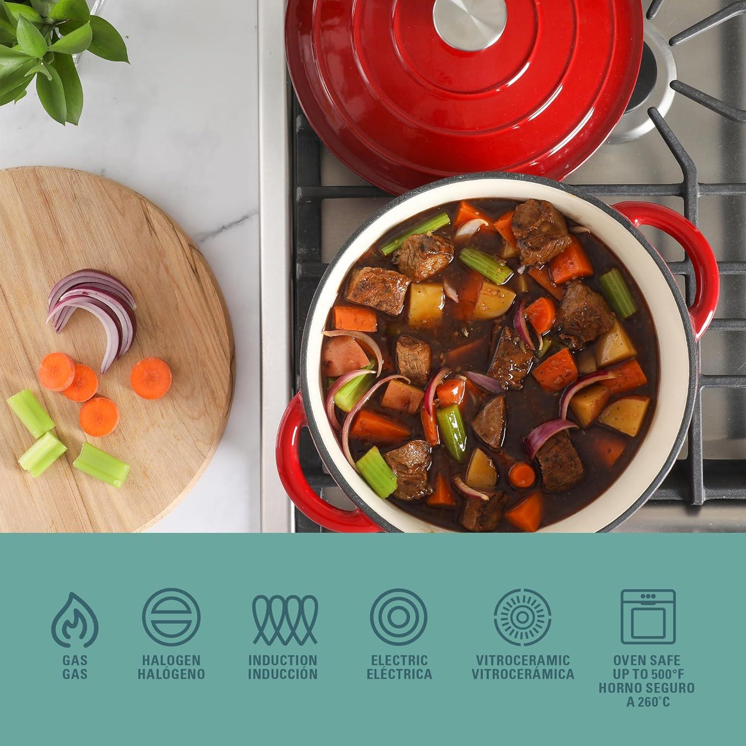 Olla Holandesa Gibson Home 5 Litros Hierro Fundido Rojo