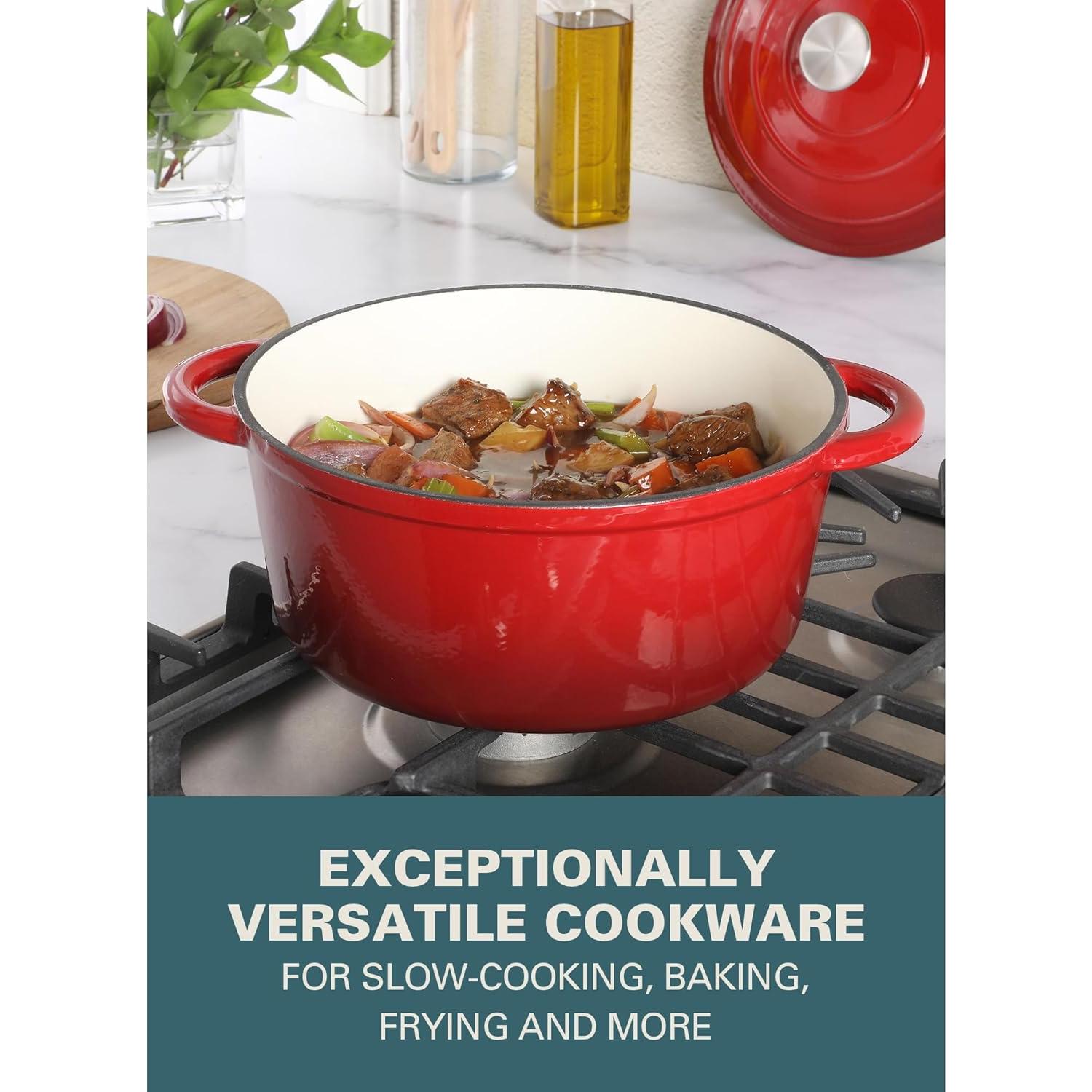 Olla Holandesa Gibson Home 5 Litros Hierro Fundido Rojo