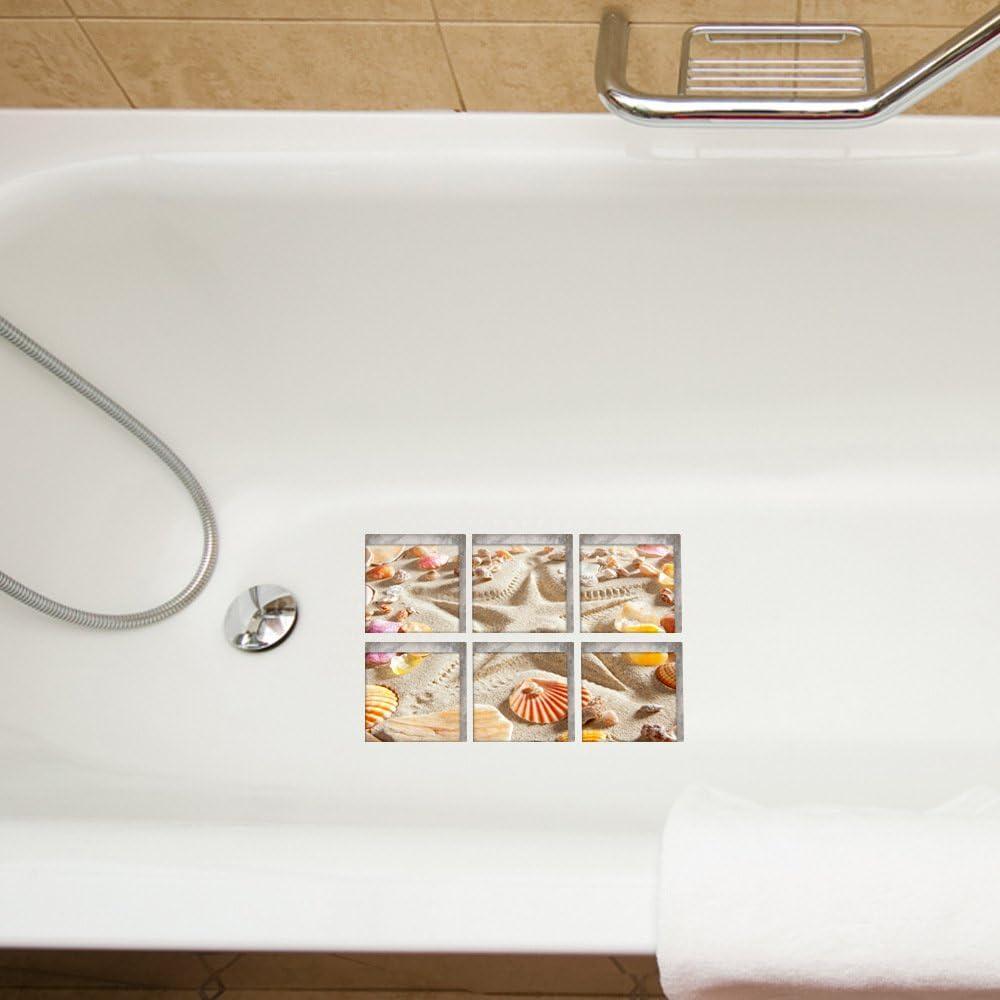 Calcomanías Antideslizantes ChezMax 3D Playa 15x15 cm 6 Pcs