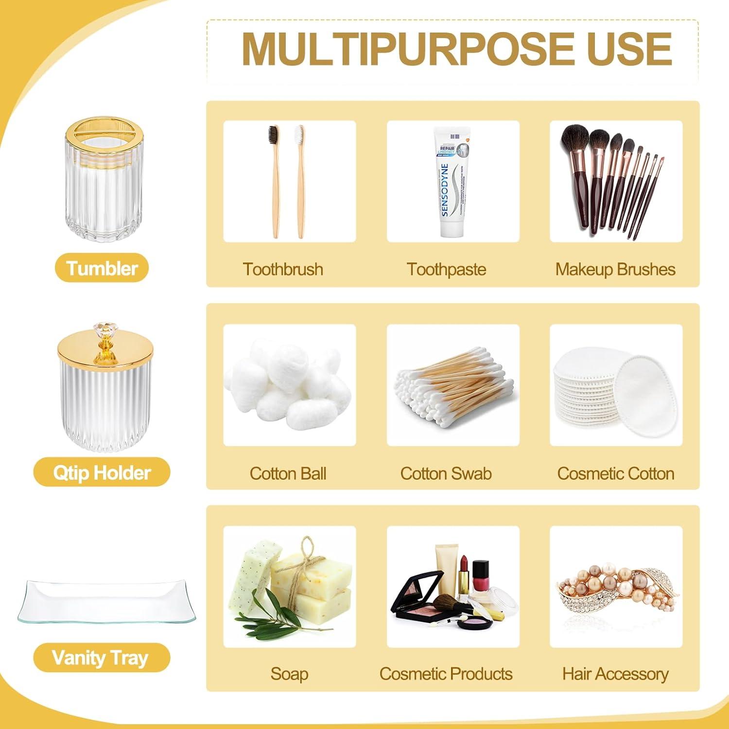 Juego de Accesorios de Baño Cirhy 4 Piezas Vidrio Dorado