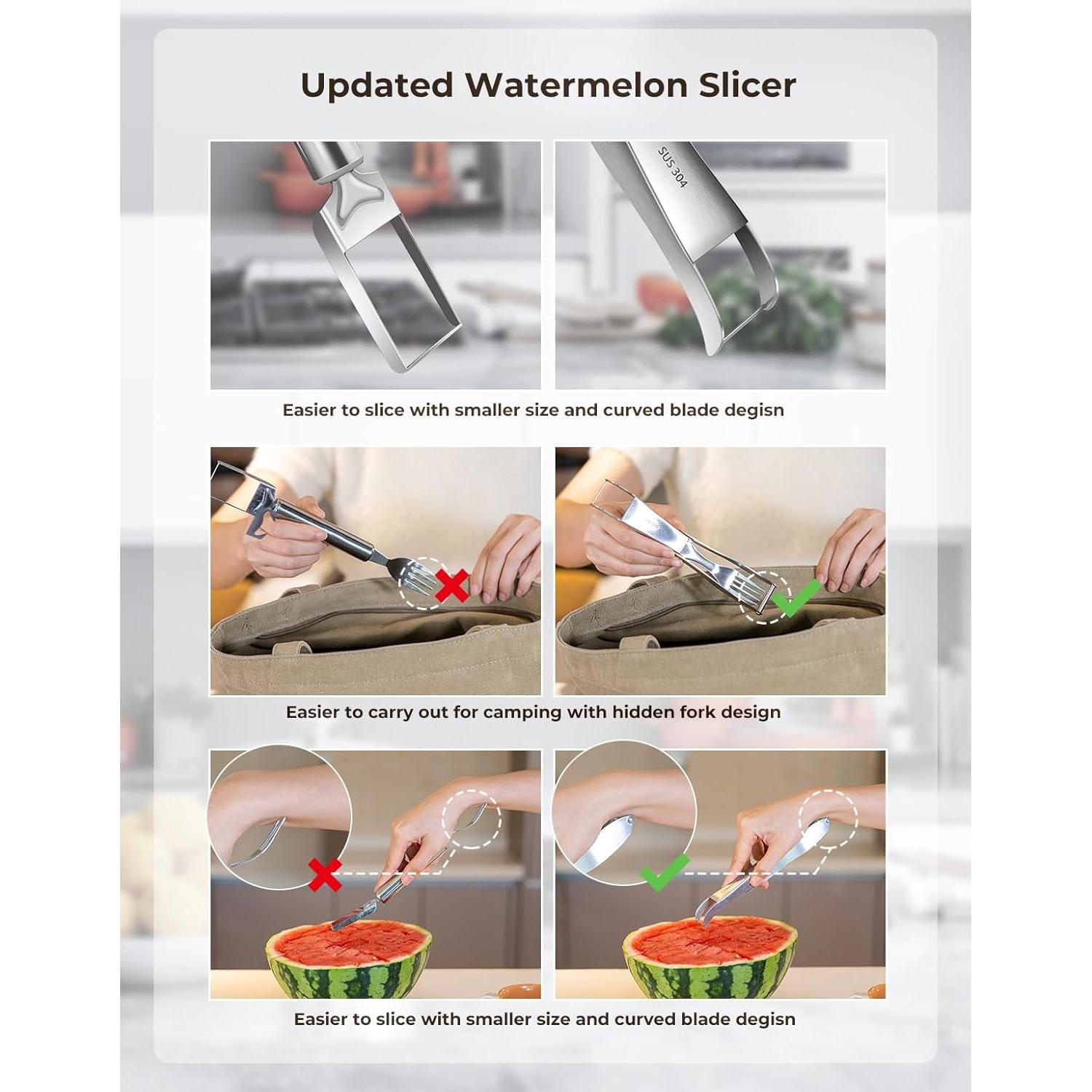 Cortador de Sandía CrispTaste 2 en 1 con Tenedor Retráctil