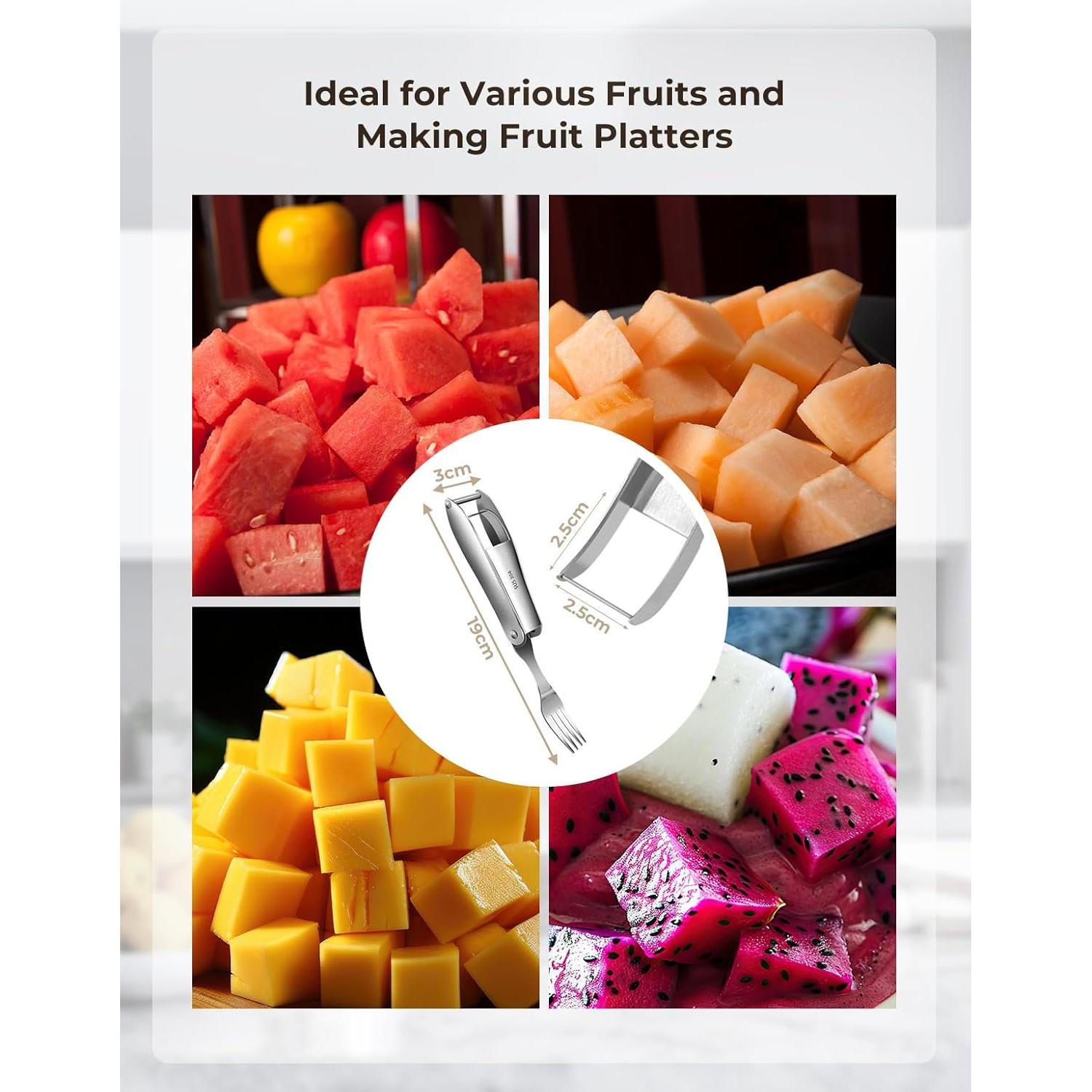 Cortador de Sandía CrispTaste 2 en 1 con Tenedor Retráctil