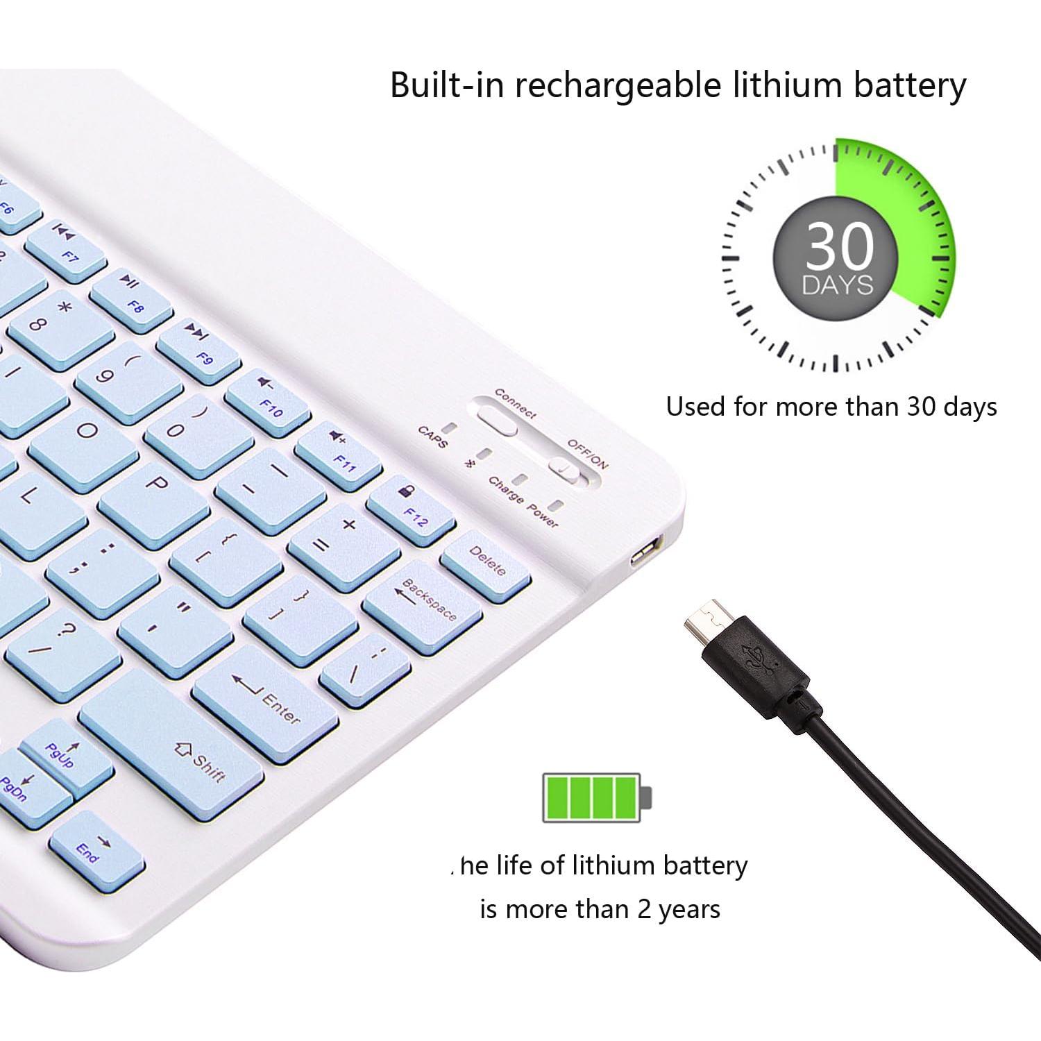 Teclado Bluetooth Xukinroy Mini Inalámbrico 10" Azul