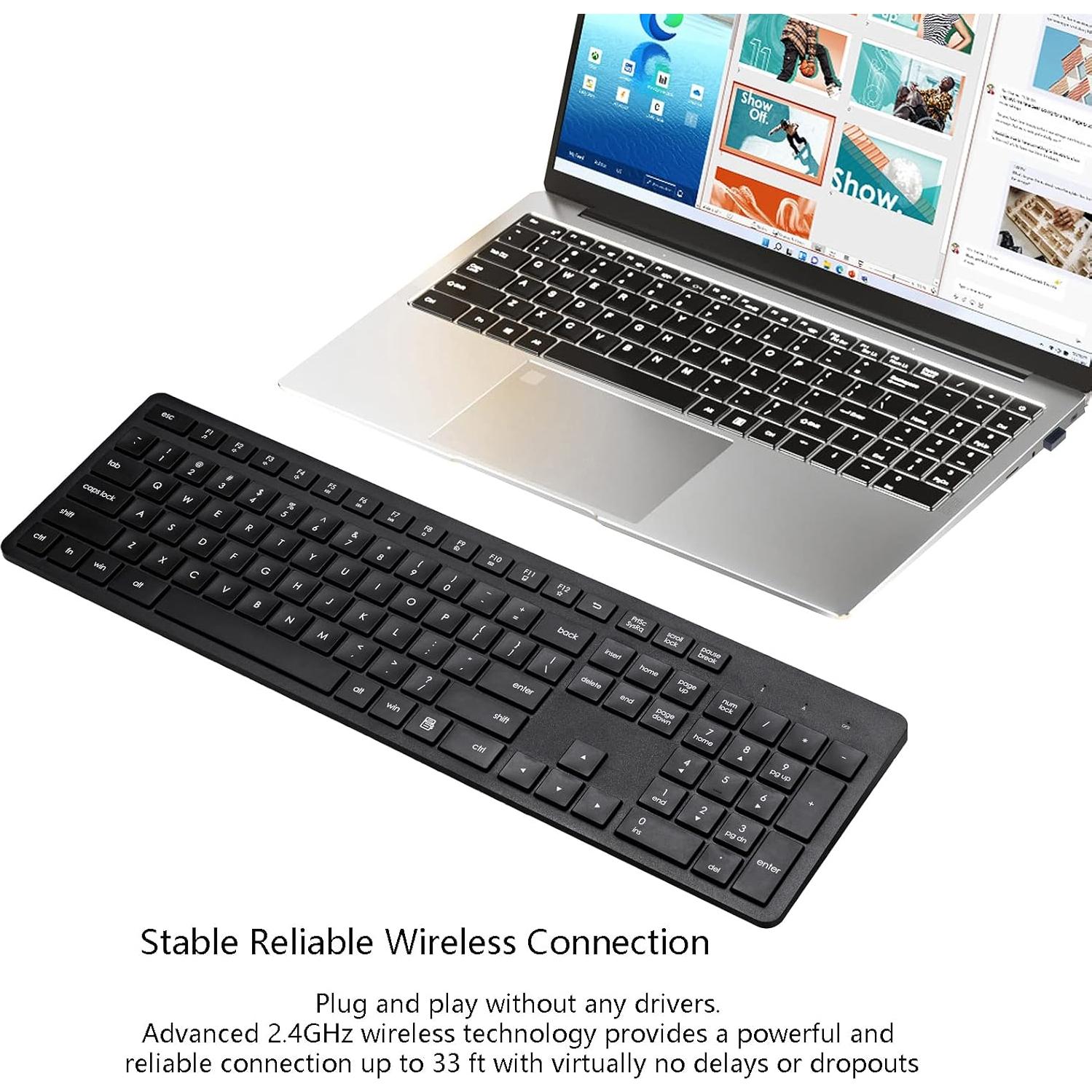 Teclado Inalámbrico Harburfine 106 Teclas USB Negro