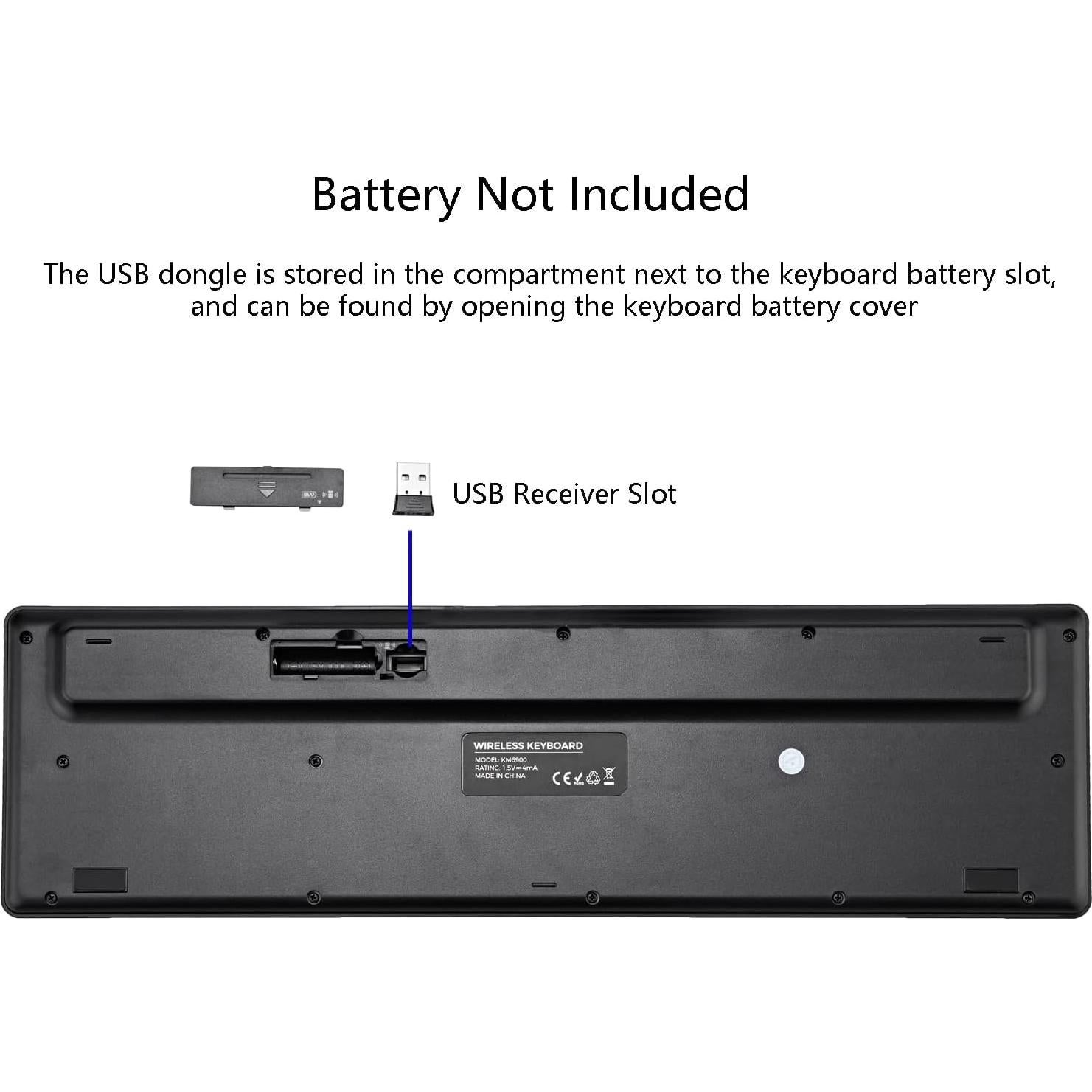 Teclado Inalámbrico Harburfine 106 Teclas USB Negro