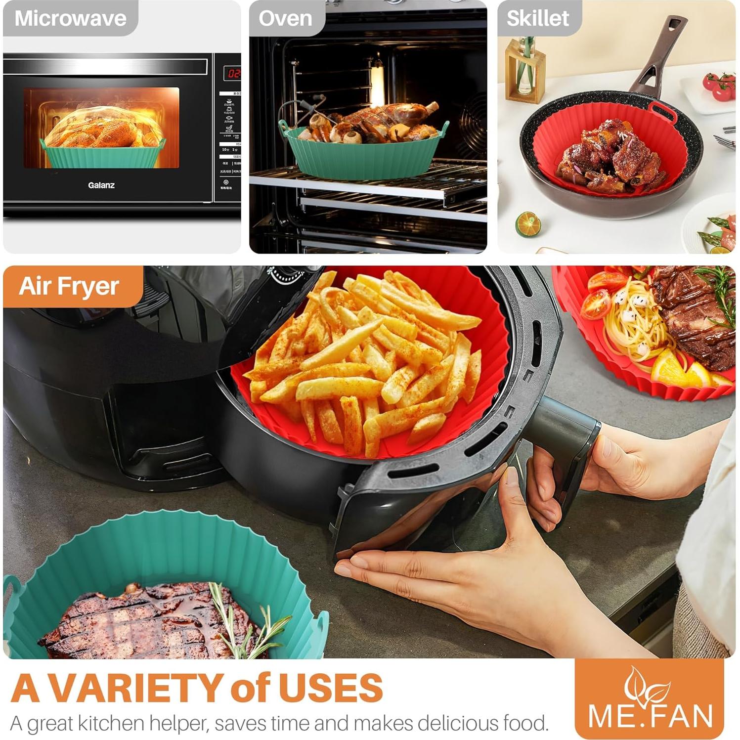 Rejillas de Silicona ME.FAN para Freidora de Aire 21.5 cm - 2 Piezas