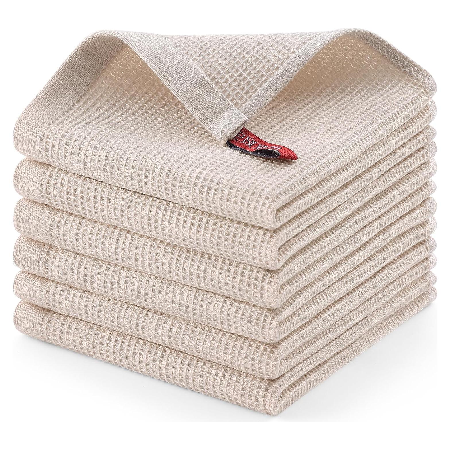 Paños de Cocina Homaxy 100% Algodón Beige - 6 Unidades 30x30 cm