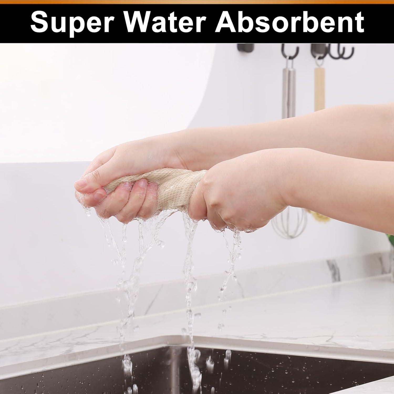 Paños de Cocina Homaxy 100% Algodón Beige - 6 Unidades 30x30 cm