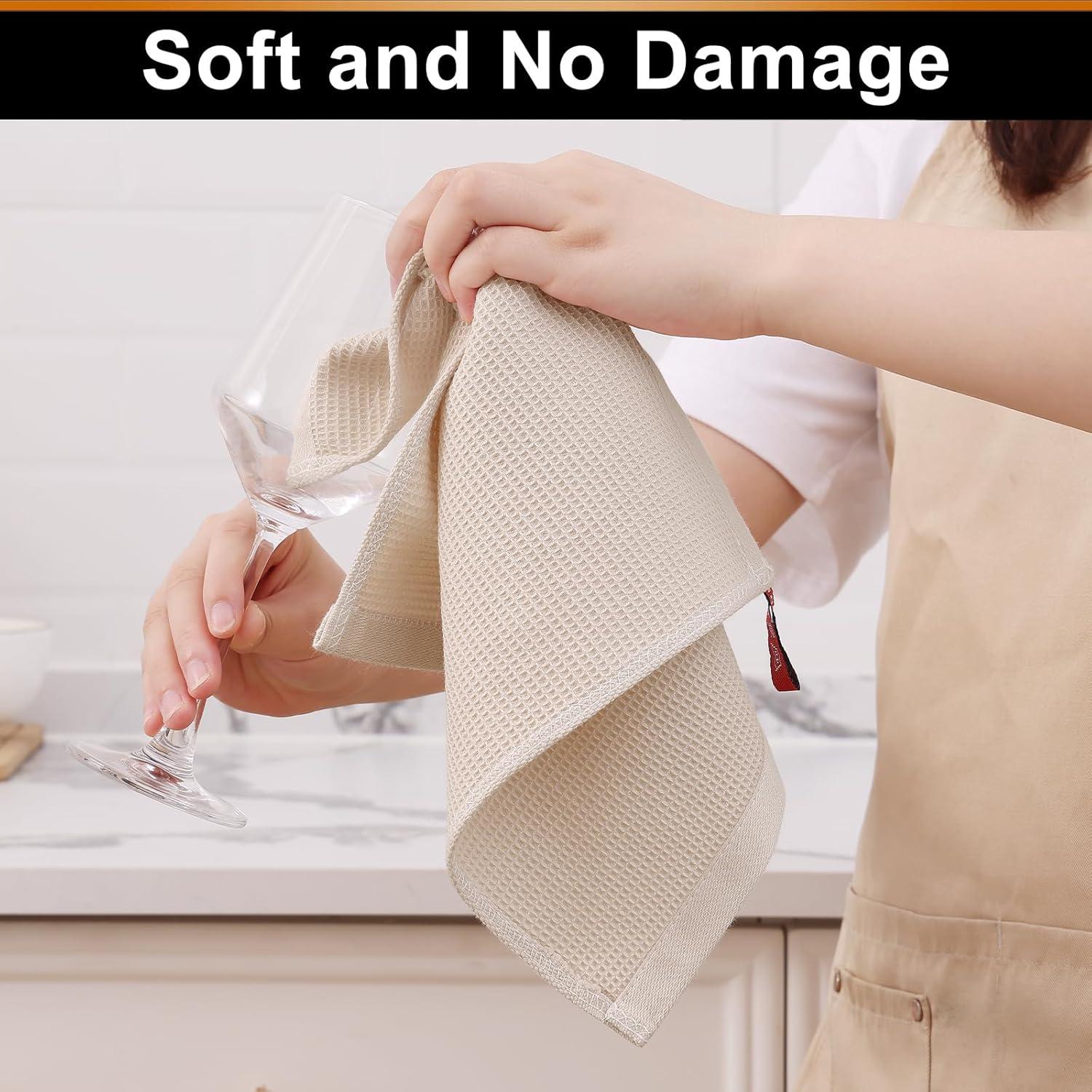 Paños de Cocina Homaxy 100% Algodón Beige - 6 Unidades 30x30 cm