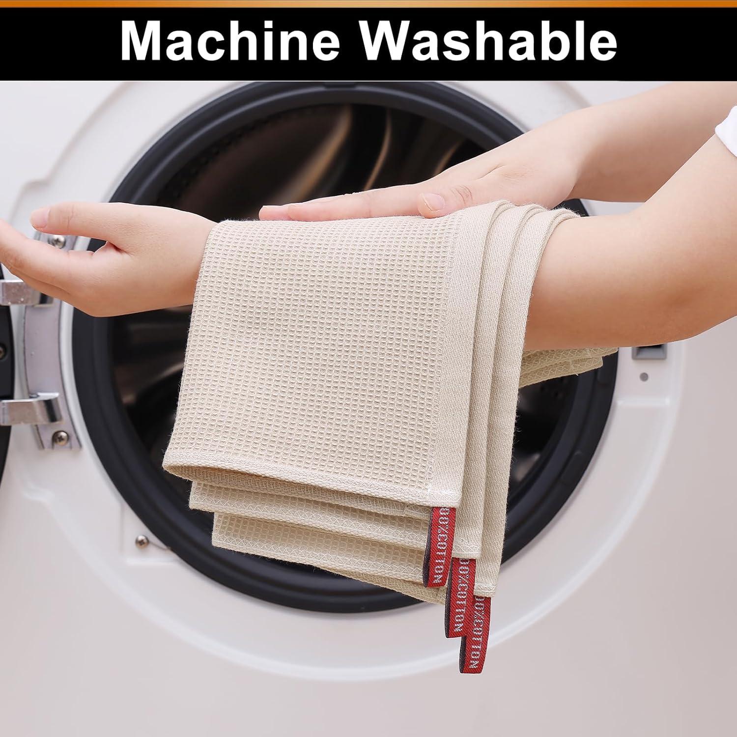 Paños de Cocina Homaxy 100% Algodón Beige - 6 Unidades 30x30 cm