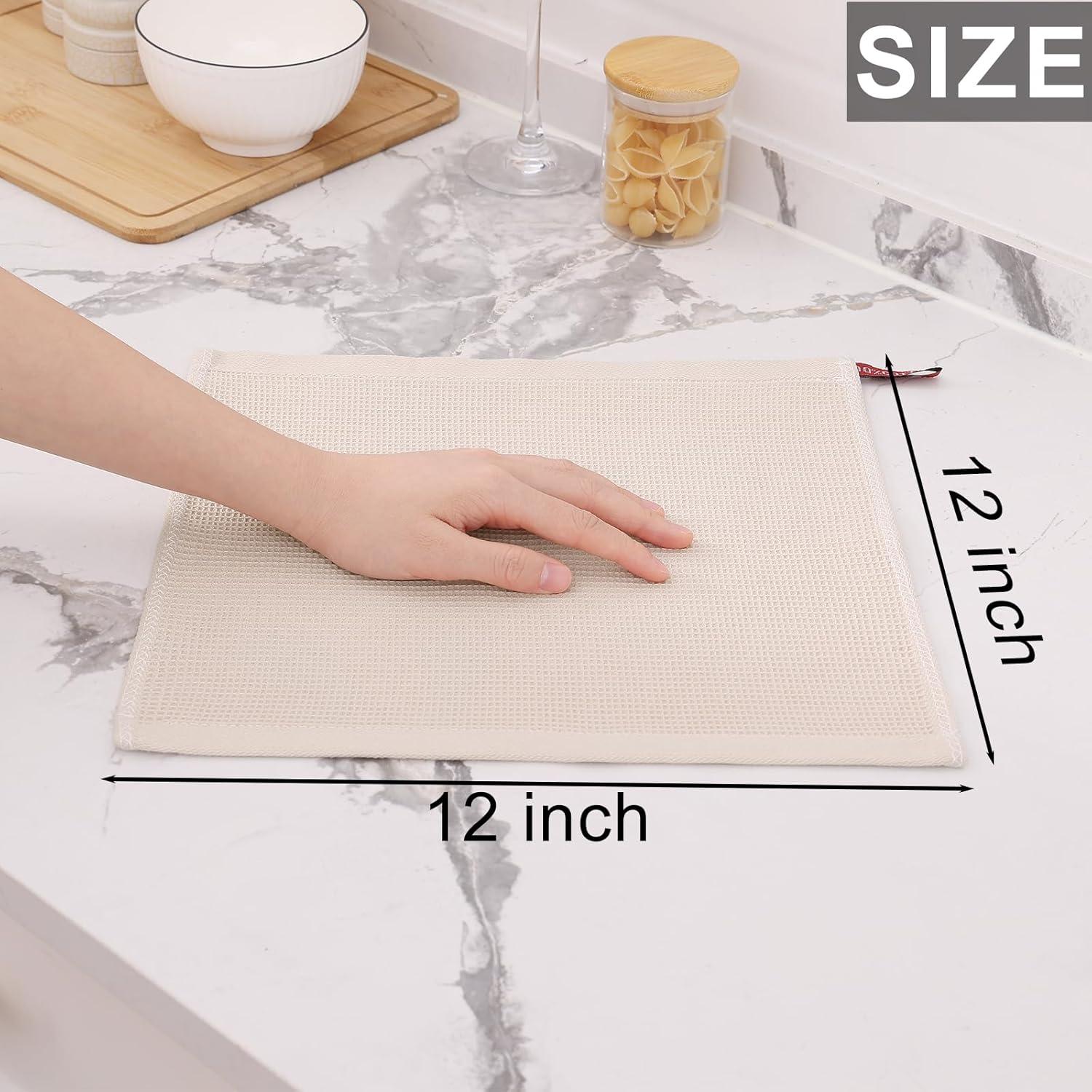 Paños de Cocina Homaxy 100% Algodón Beige - 6 Unidades 30x30 cm