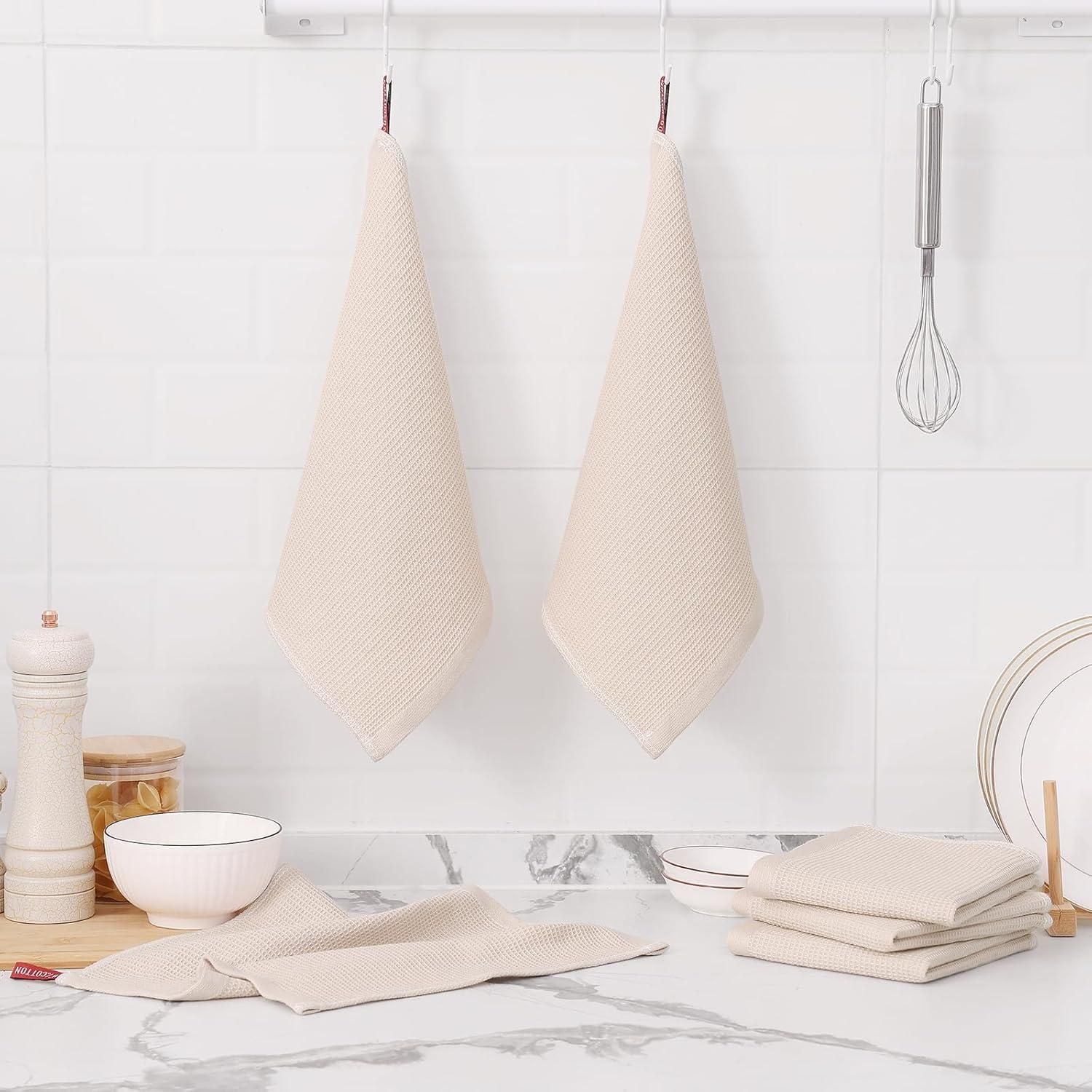 Paños de Cocina Homaxy 100% Algodón Beige - 6 Unidades 30x30 cm