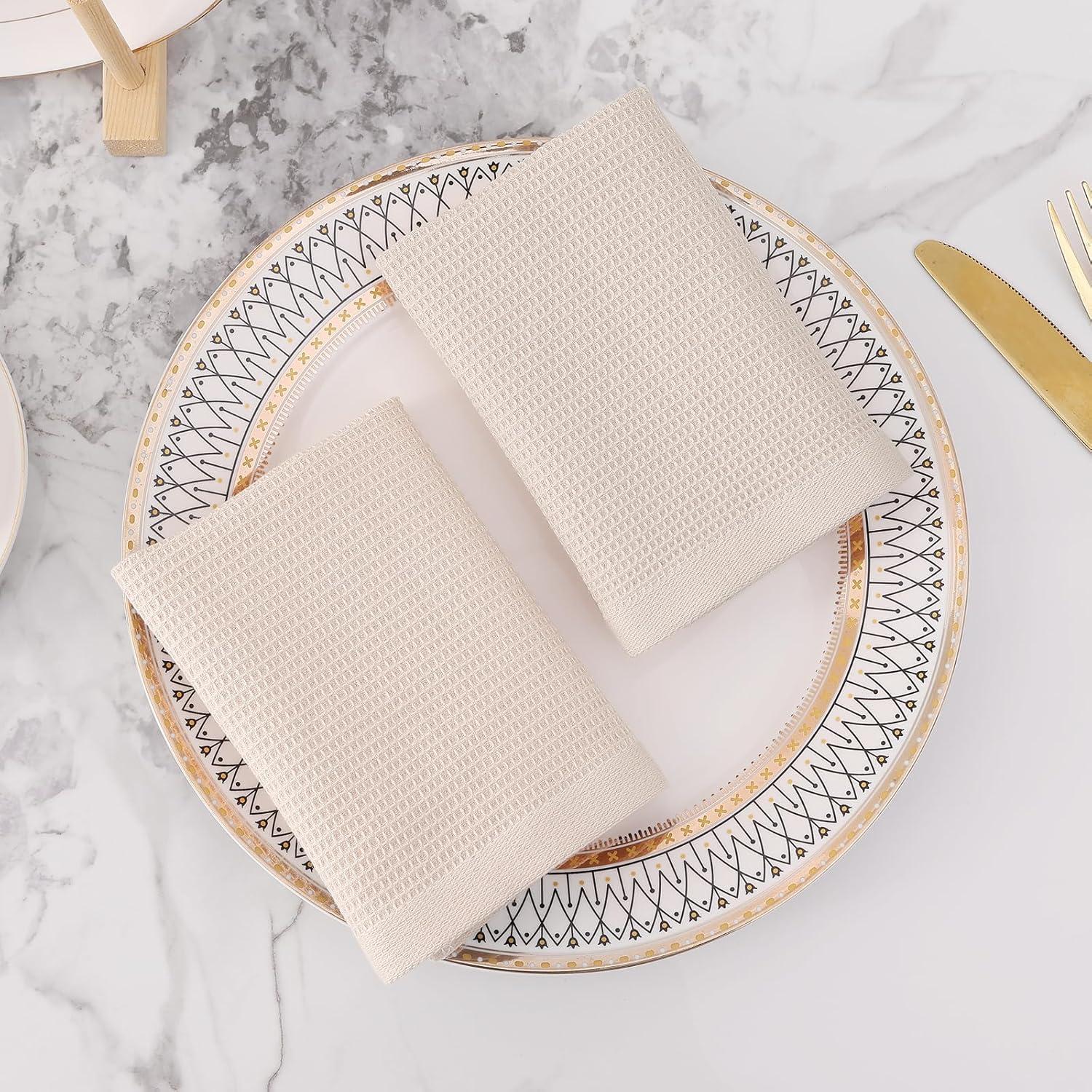 Paños de Cocina Homaxy 100% Algodón Beige - 6 Unidades 30x30 cm