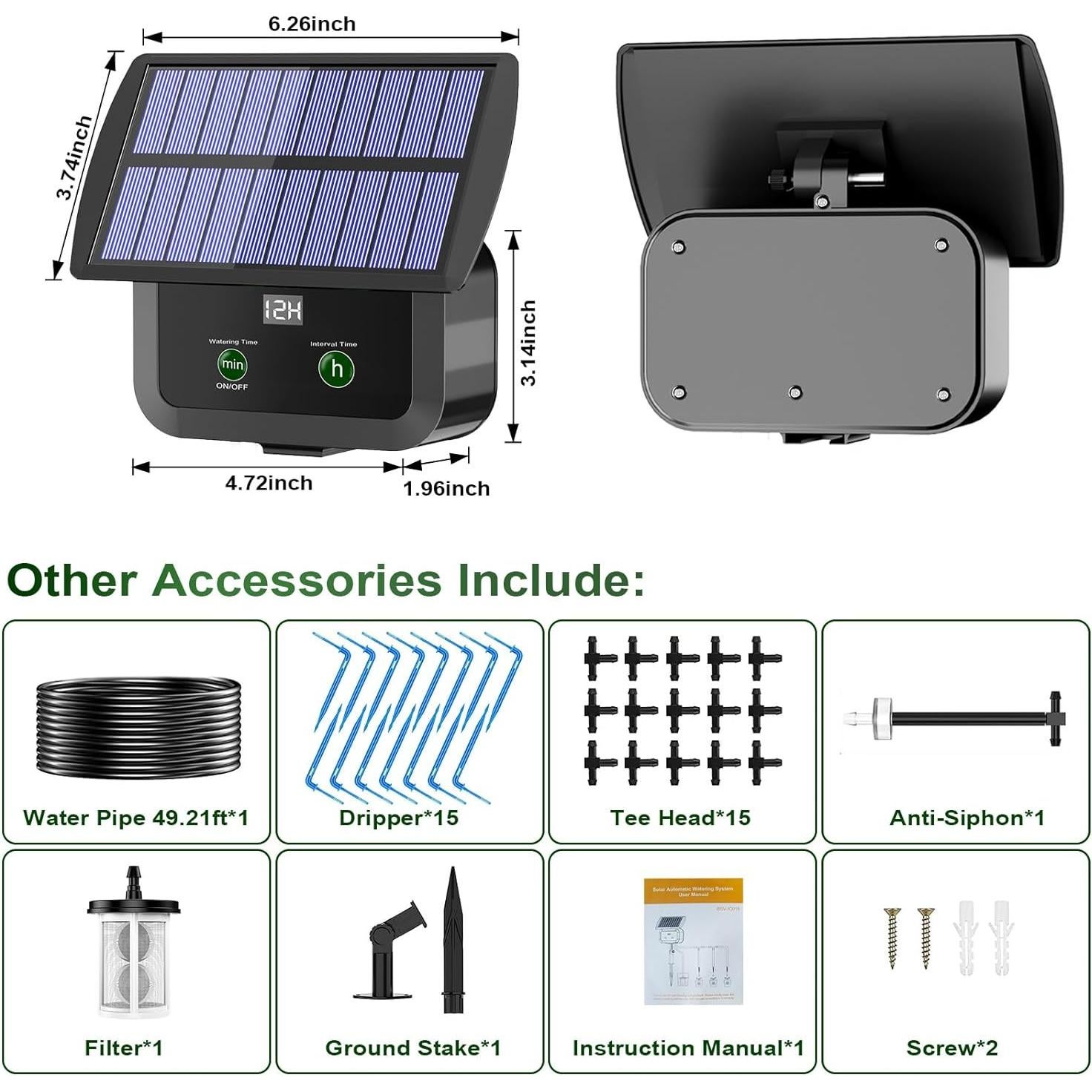 Sistema de Riego por Goteo Solar Srygery BSV-IC015 15 Plantas