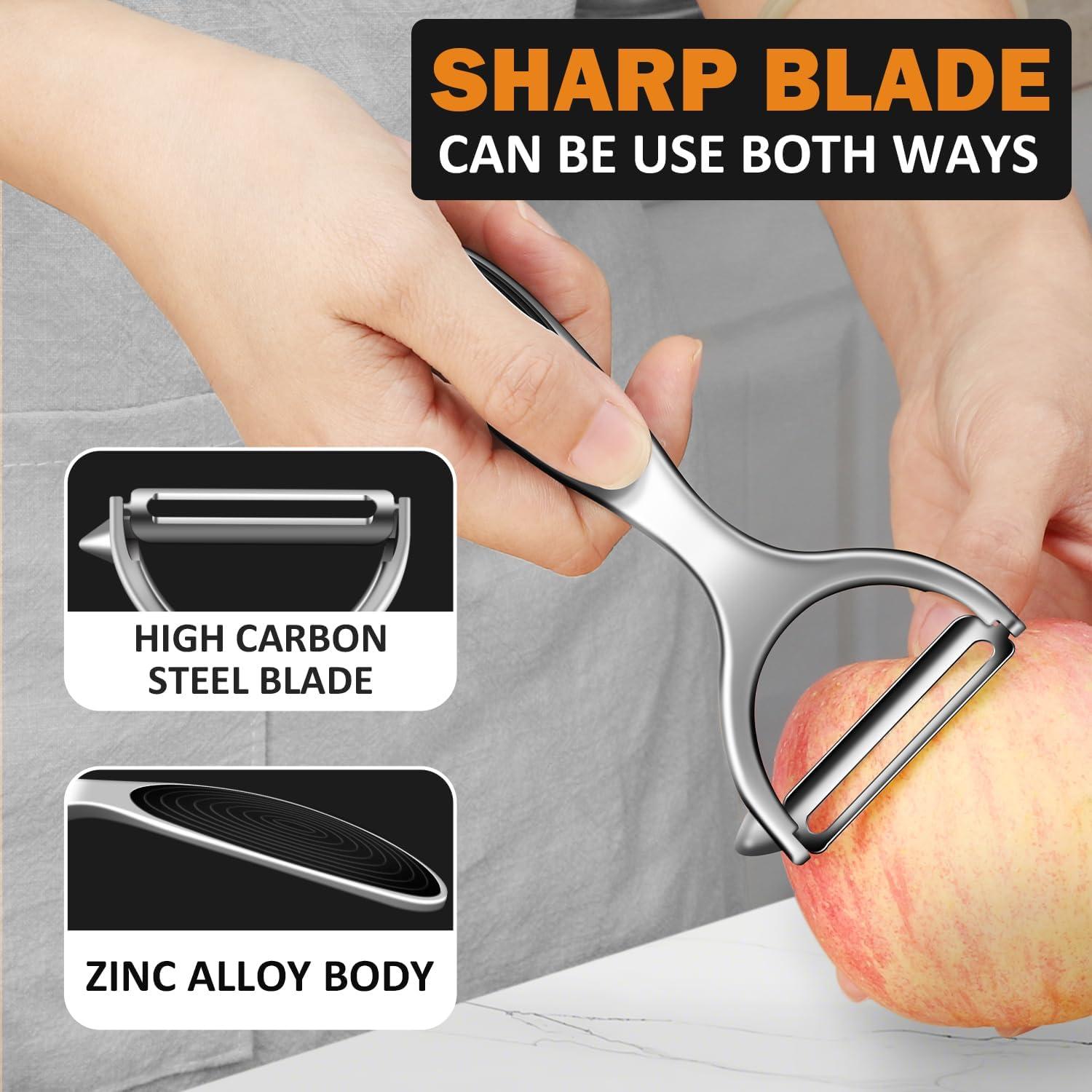 Pelador de Verduras TACGEA Set de 2, Cuchilla Recta, Antideslizante