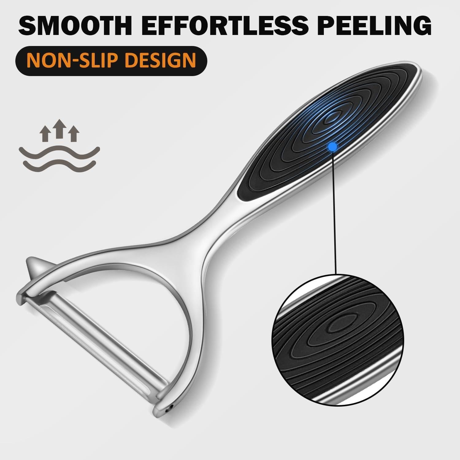 Pelador de Verduras TACGEA Set de 2, Cuchilla Recta, Antideslizante