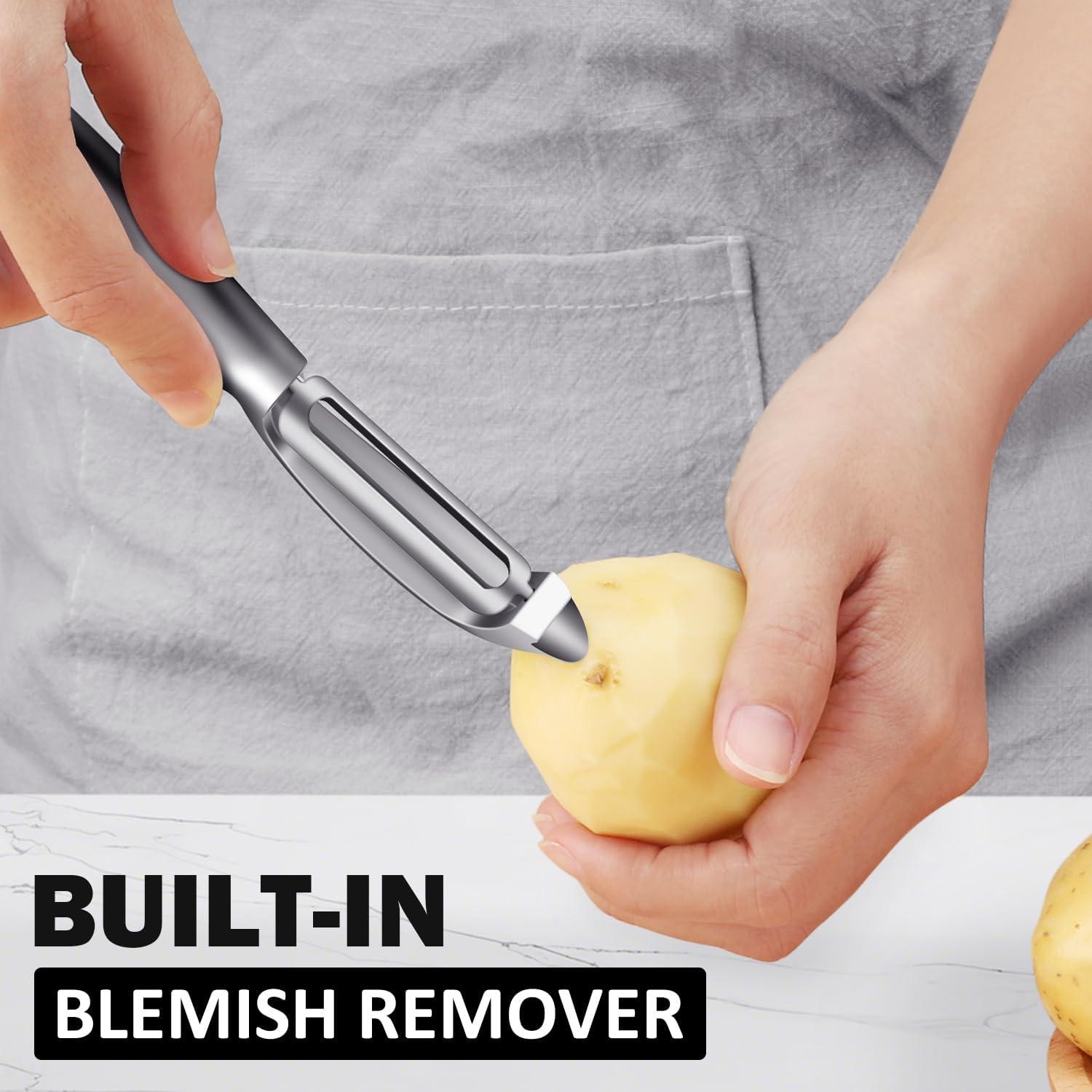 Pelador de Verduras TACGEA Set de 2, Cuchilla Recta, Antideslizante