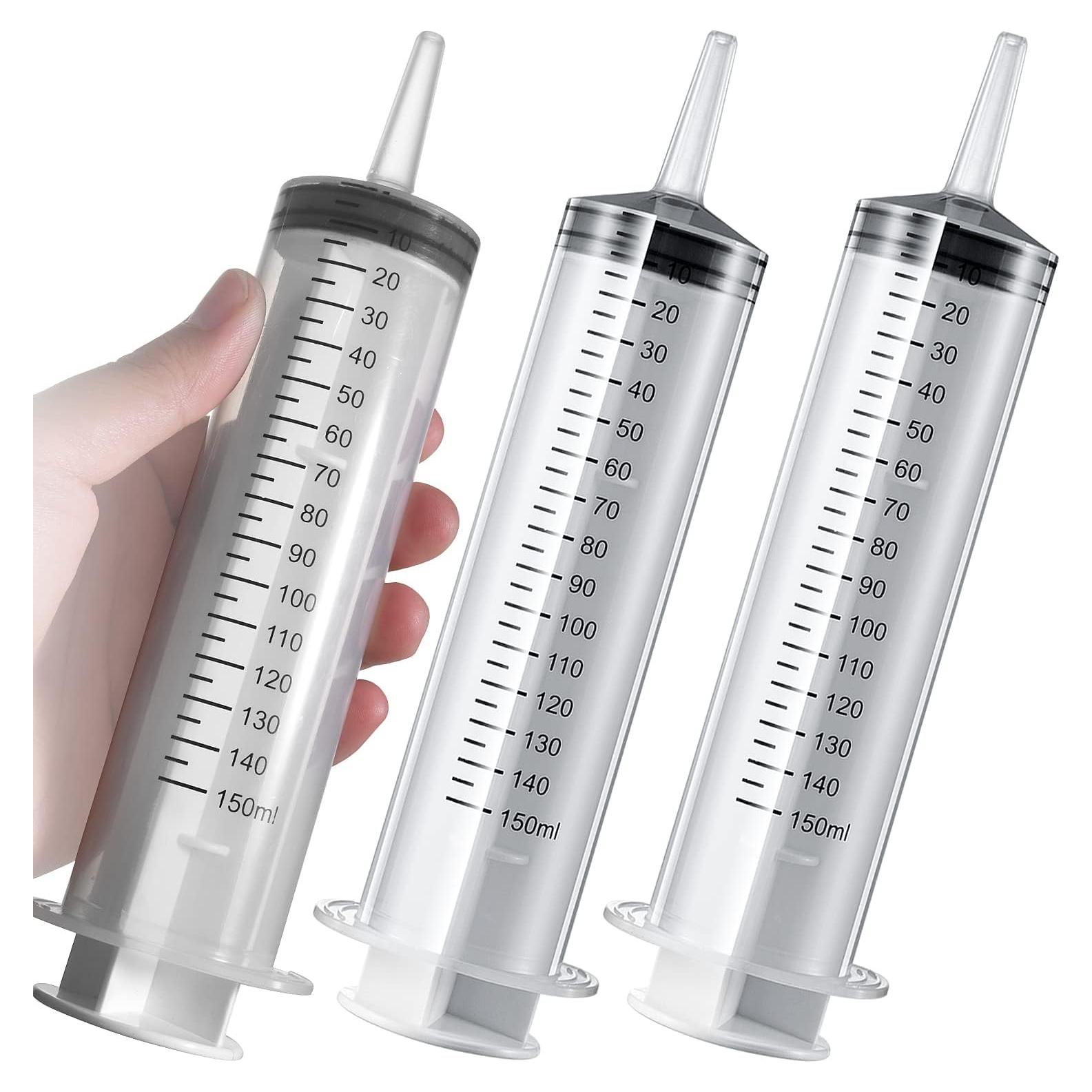 3 Jeringas Plásticas 150 ml para Jardín y Laboratorio