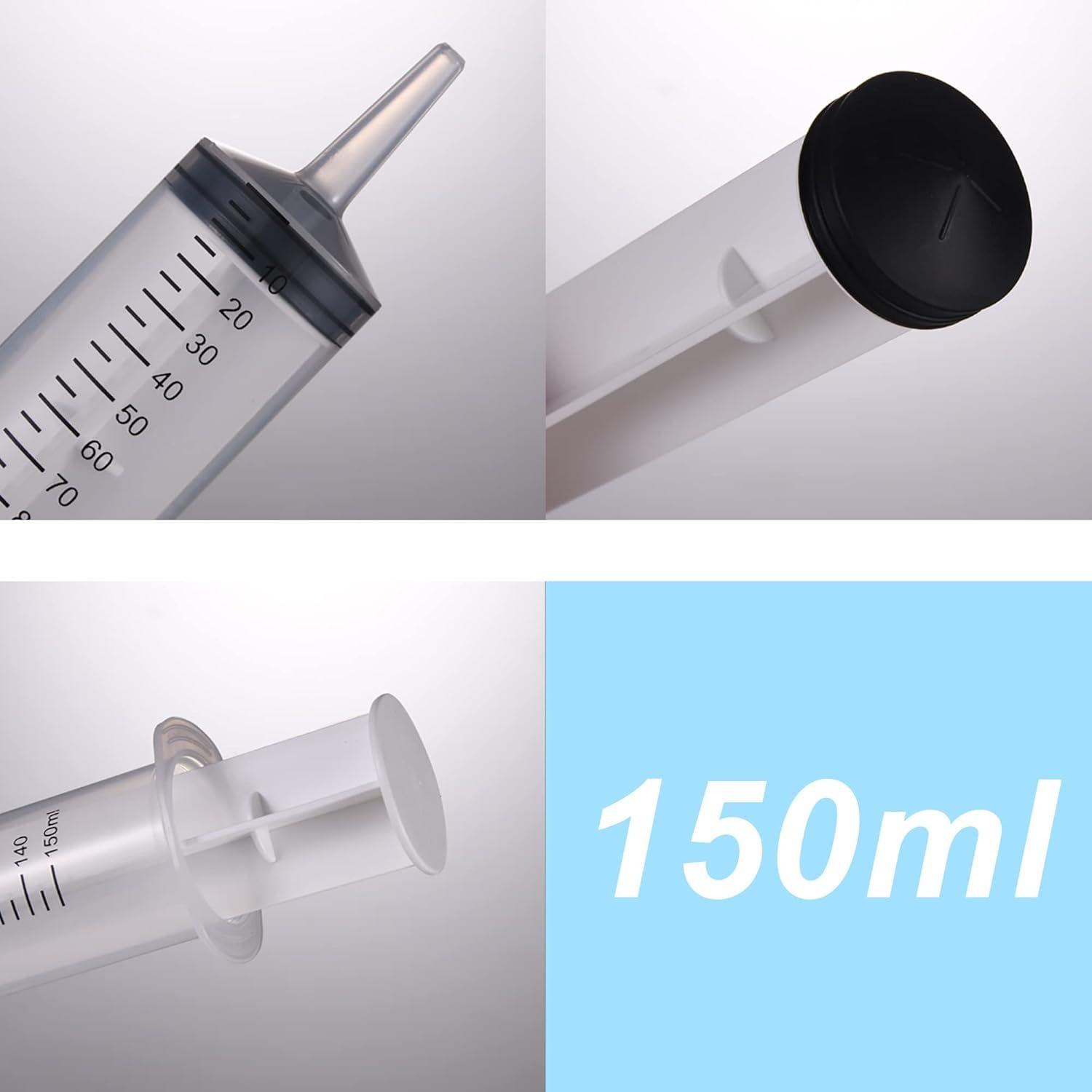 3 Jeringas Plásticas 150 ml para Jardín y Laboratorio