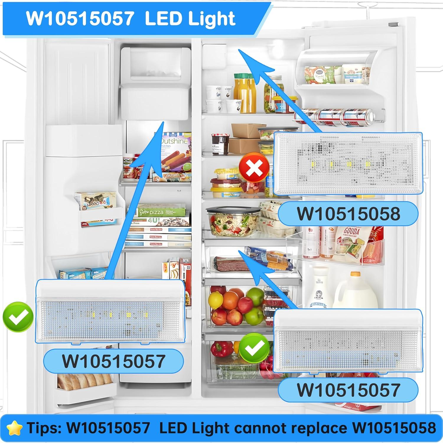 Luz LED de Refrigerador Hidtaw W10515057 con Cubierta