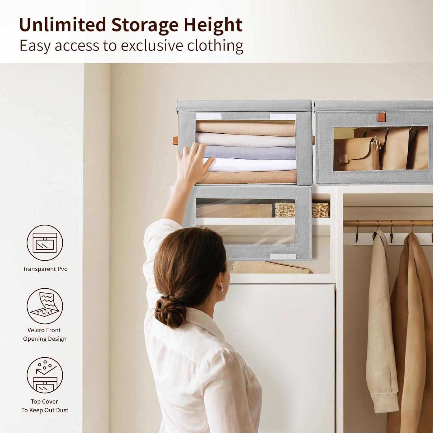 Cajas de Almacenamiento Plegables Homsorout 4 Unidades Gris