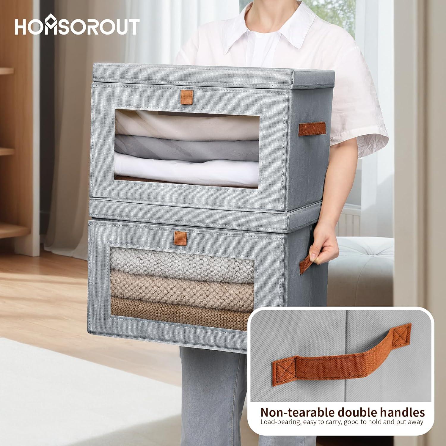 Cajas de Almacenamiento Plegables Homsorout 4 Unidades Gris