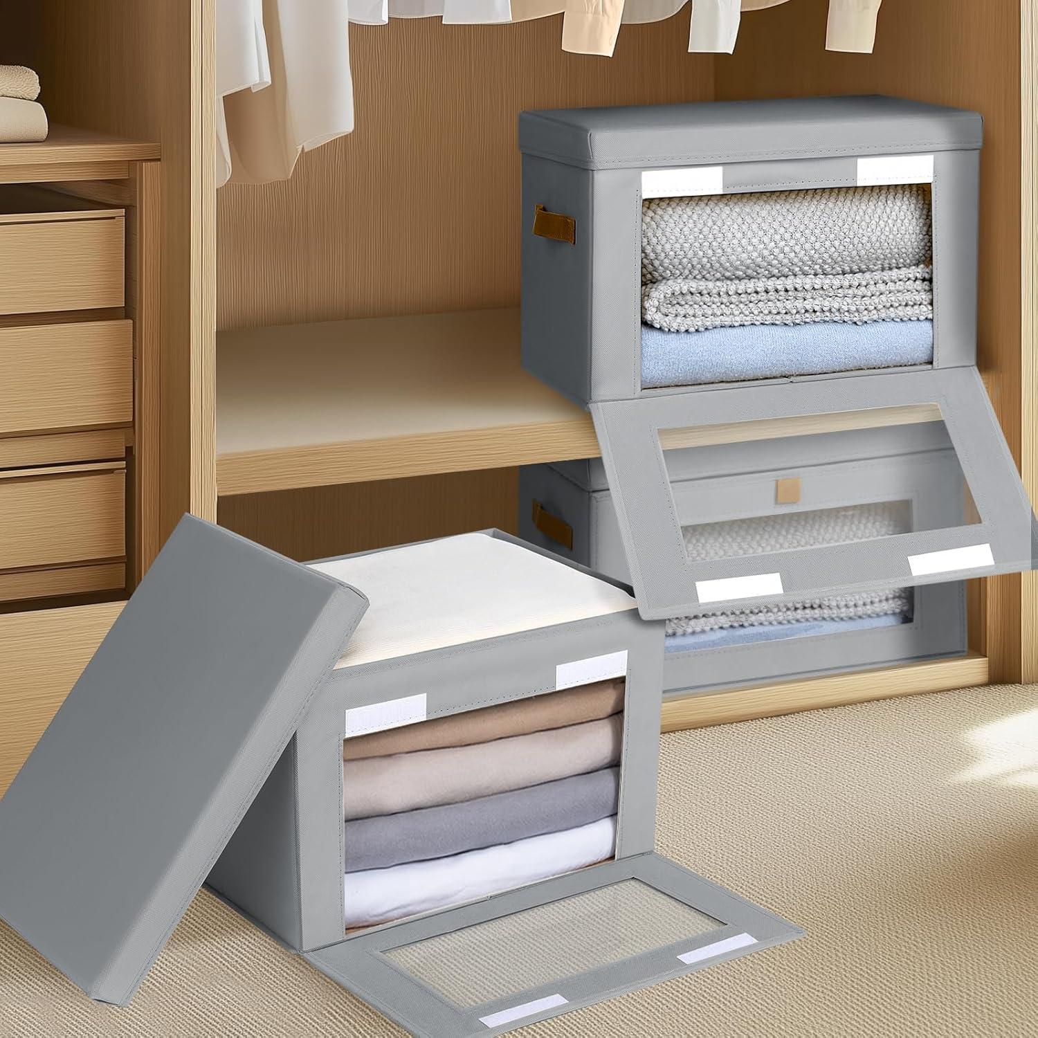 Cajas de Almacenamiento Plegables Homsorout 4 Unidades Gris