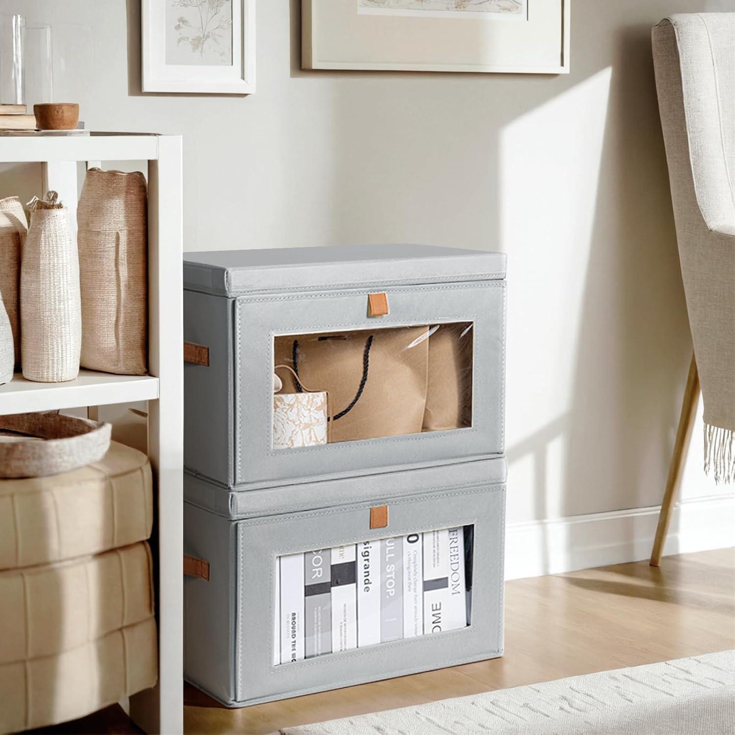 Cajas de Almacenamiento Plegables Homsorout 4 Unidades Gris