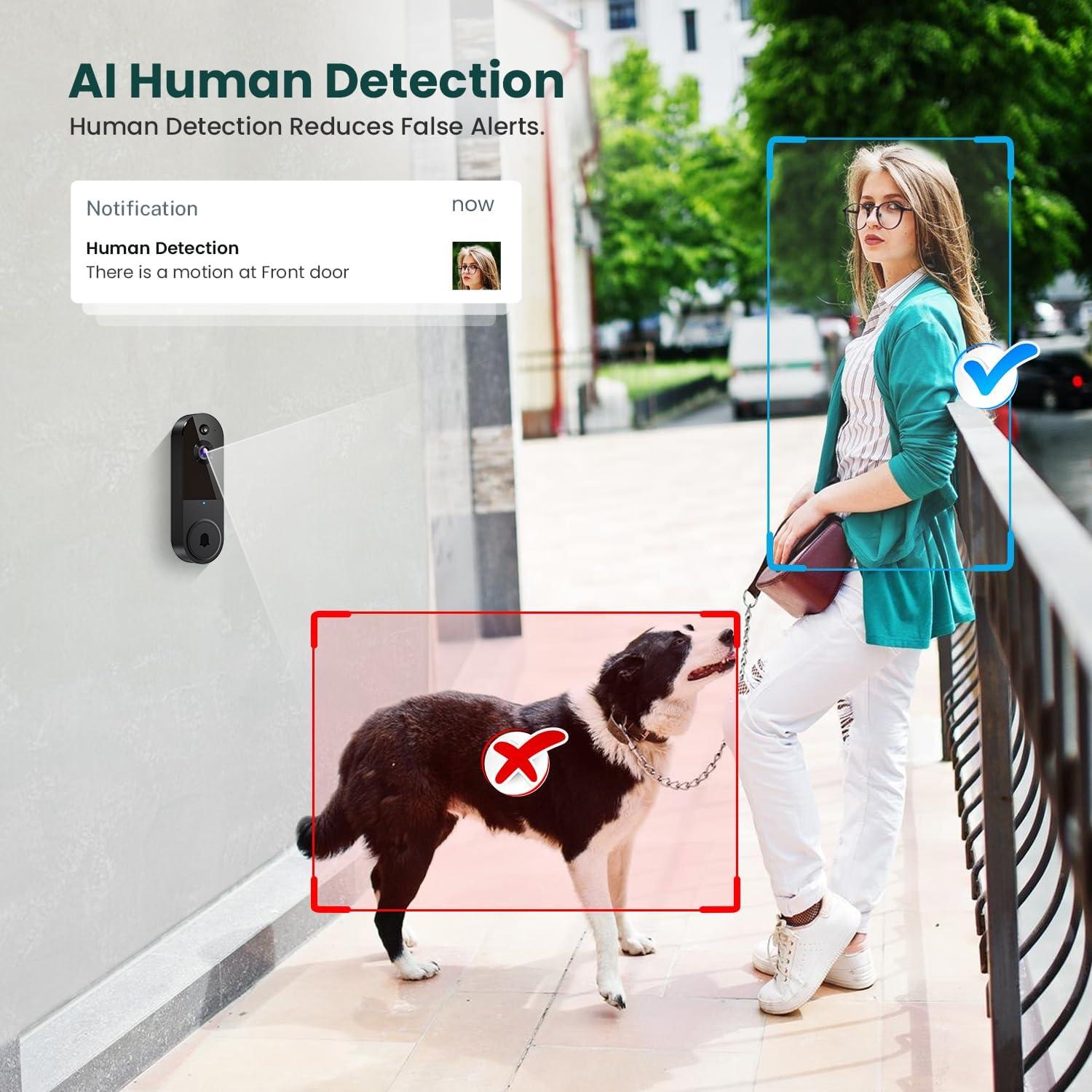 Cámara de Timbre de Video WiFi FineLuck T50 1080p Negra