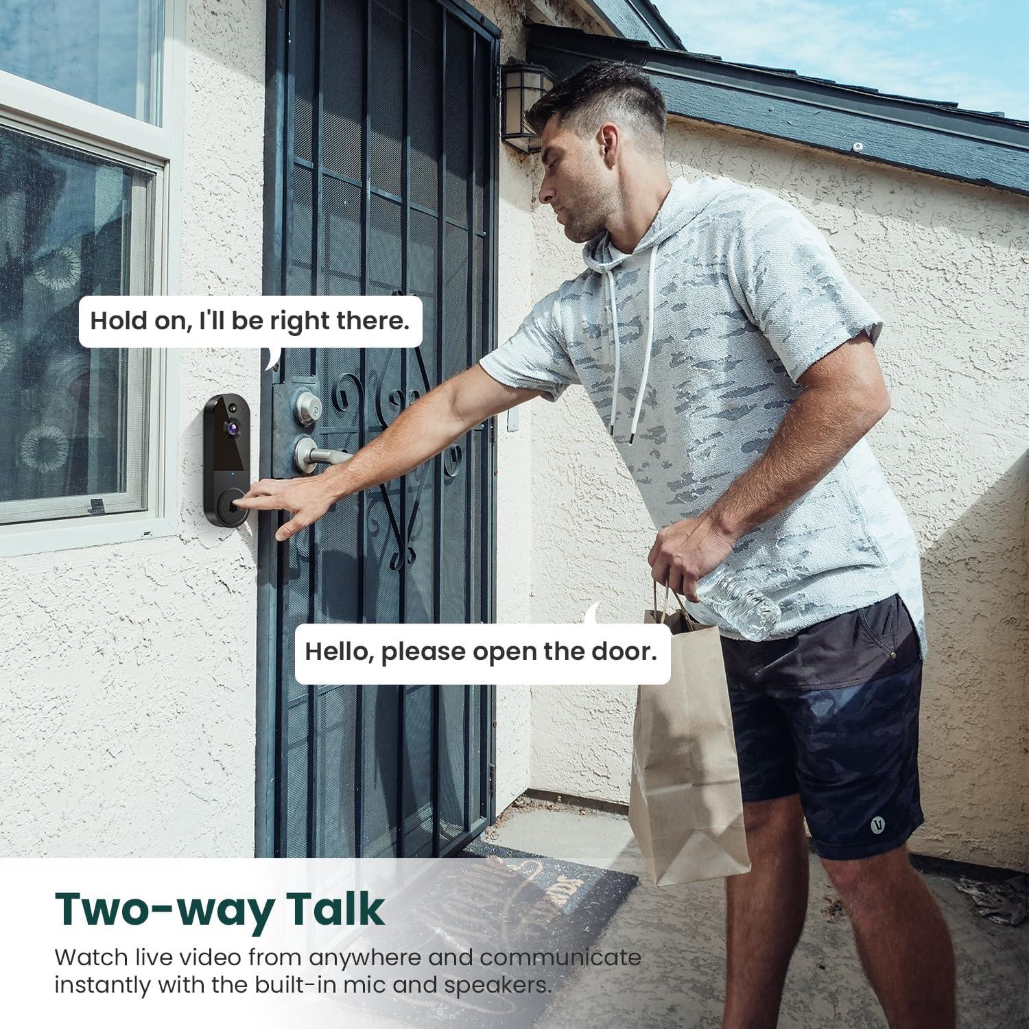 Cámara de Timbre de Video WiFi FineLuck T50 1080p Negra