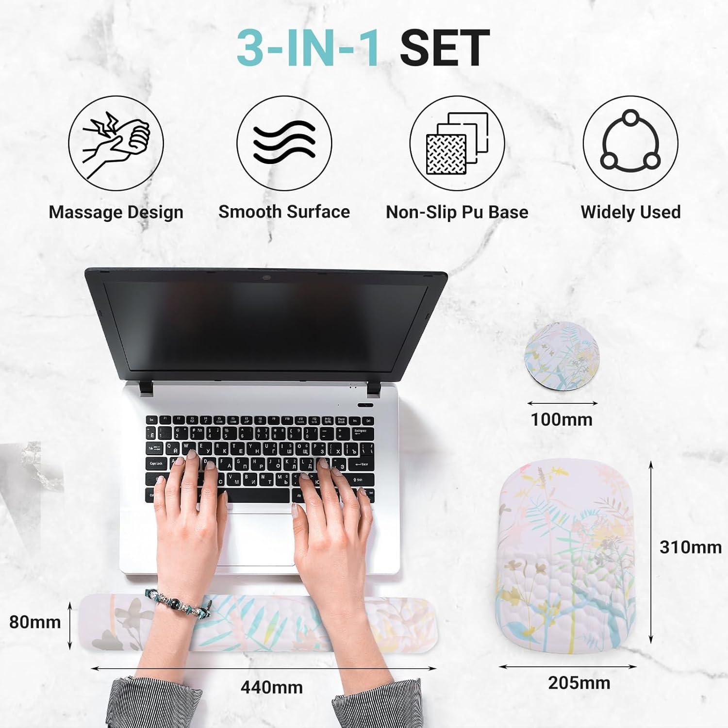 Almohadilla Ergonómica Gugxiom 3 en 1 con Reposamuñecas y Posavasos