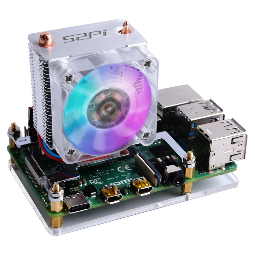 Cooler Torre de Hielo GeeekPi para Raspberry Pi 4B/3B+ - Ventilador RGB