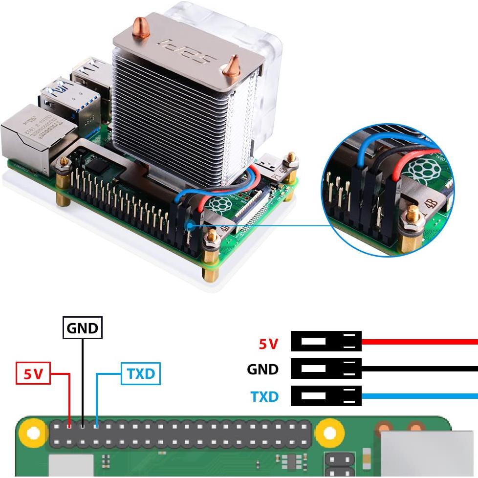 Cooler Torre de Hielo GeeekPi para Raspberry Pi 4B/3B+ - Ventilador RGB
