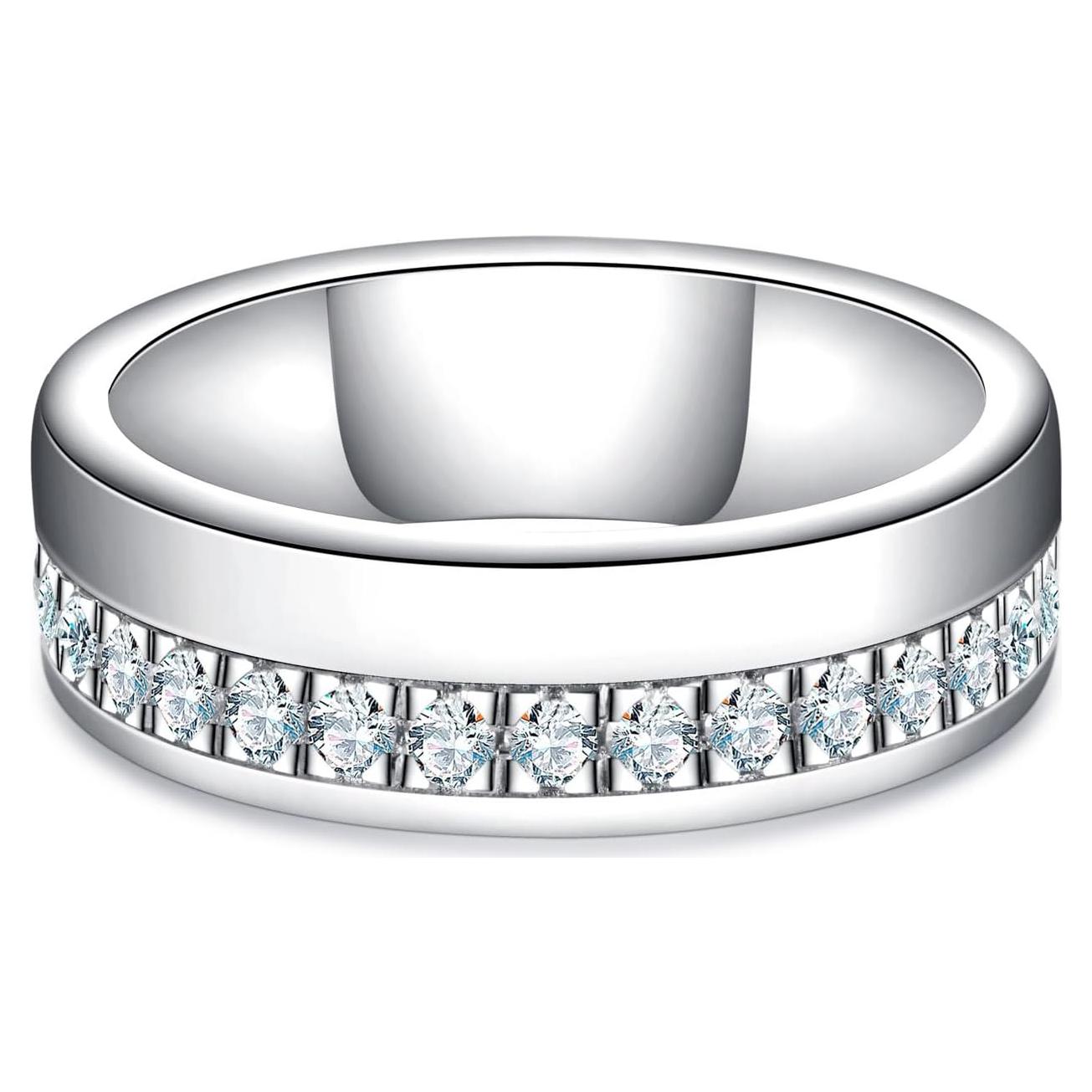 Anillo de Boda AnuClub Moissanita 0.5ct 925 Plata para Hombres